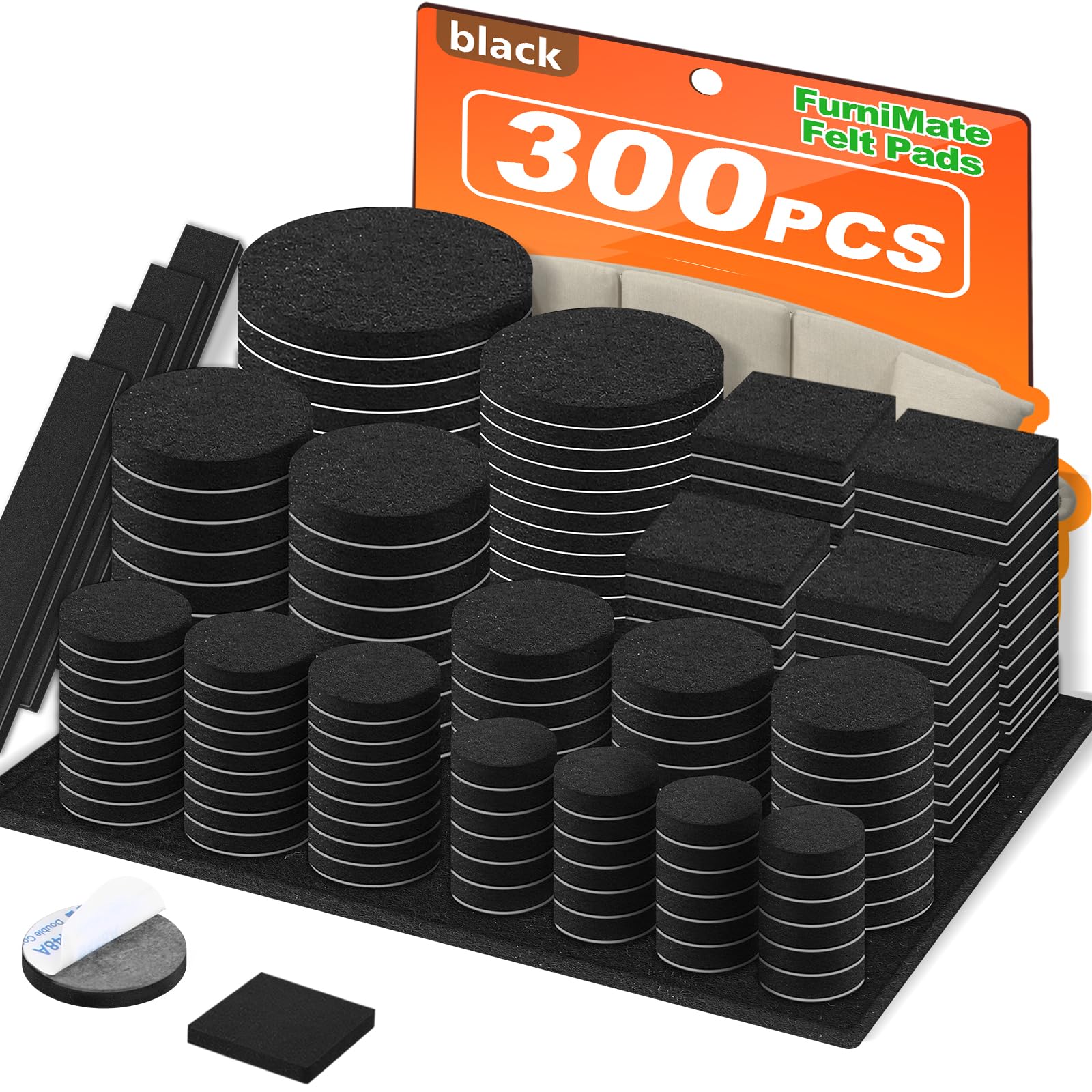 Felt Furniture Pads 300 Pieces (300 Count)