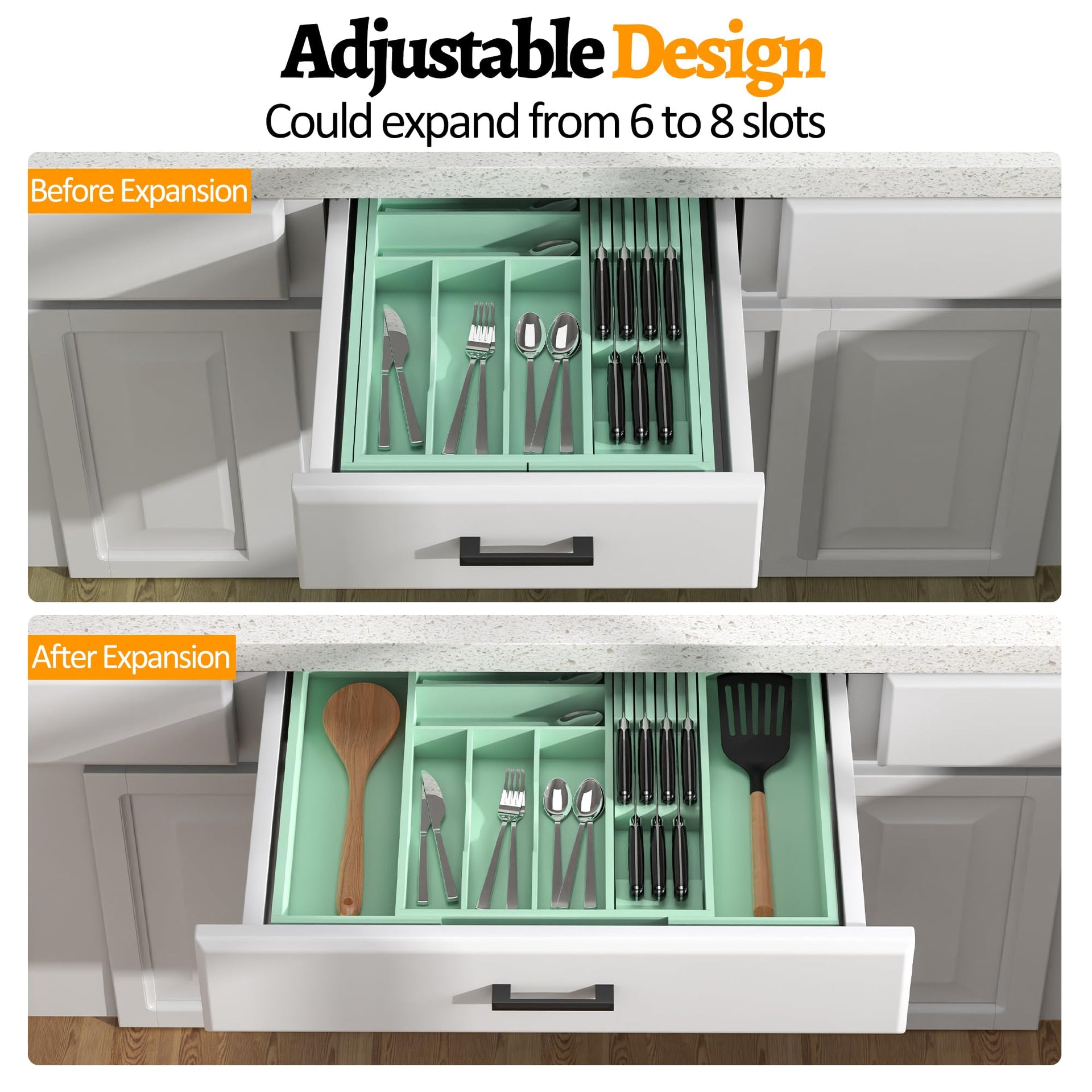 Bamboo Silverware Drawer Organizer