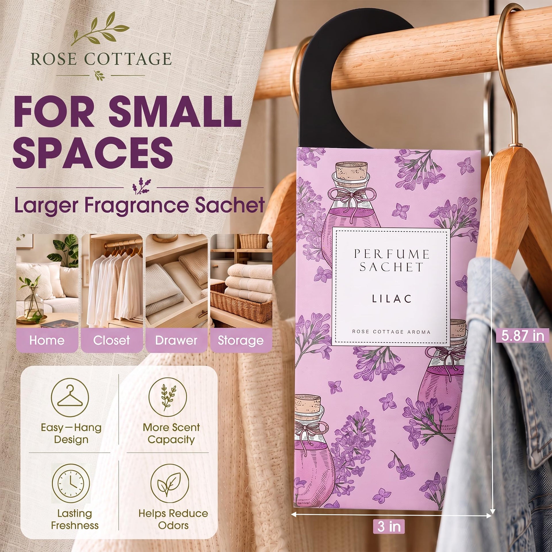 Large 12 Packs Lilac Hanging Scented Sachets Long (12 Count)