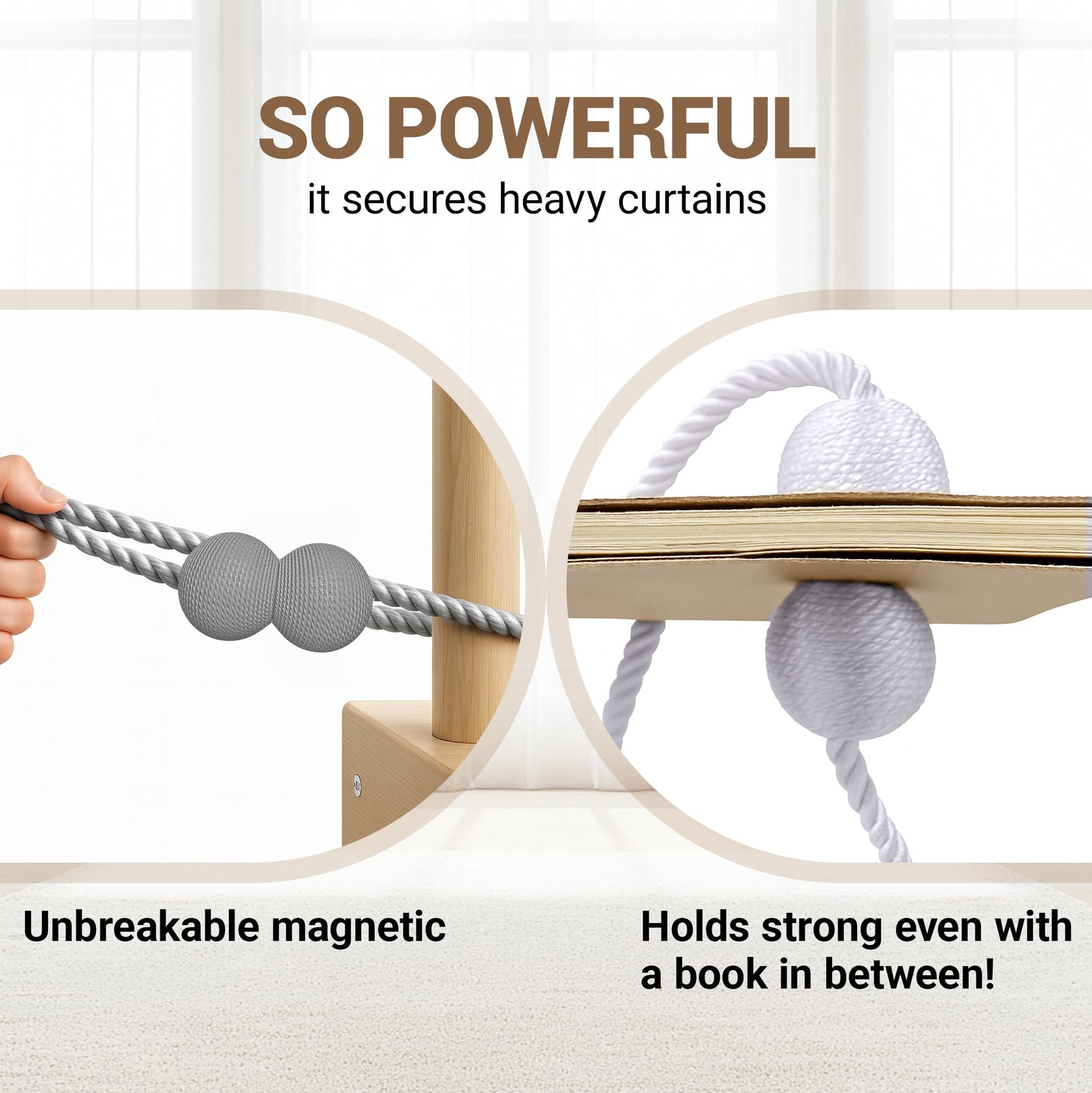 Magnetic Curtain Tiebacks Grey 2pcs (2 Count)