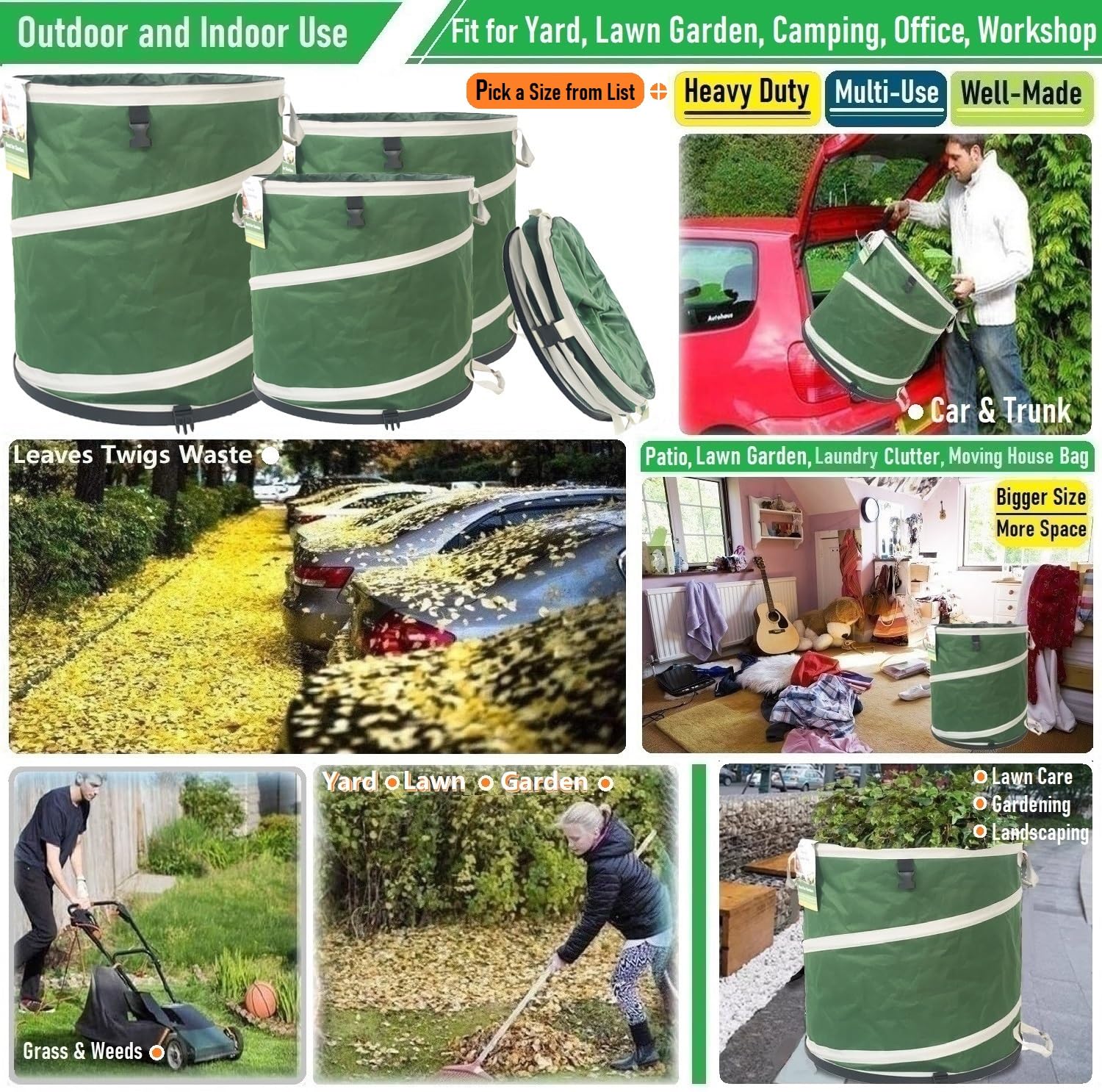 2 Pack 32 Gallon Collapsible Trash Can (2 Count)