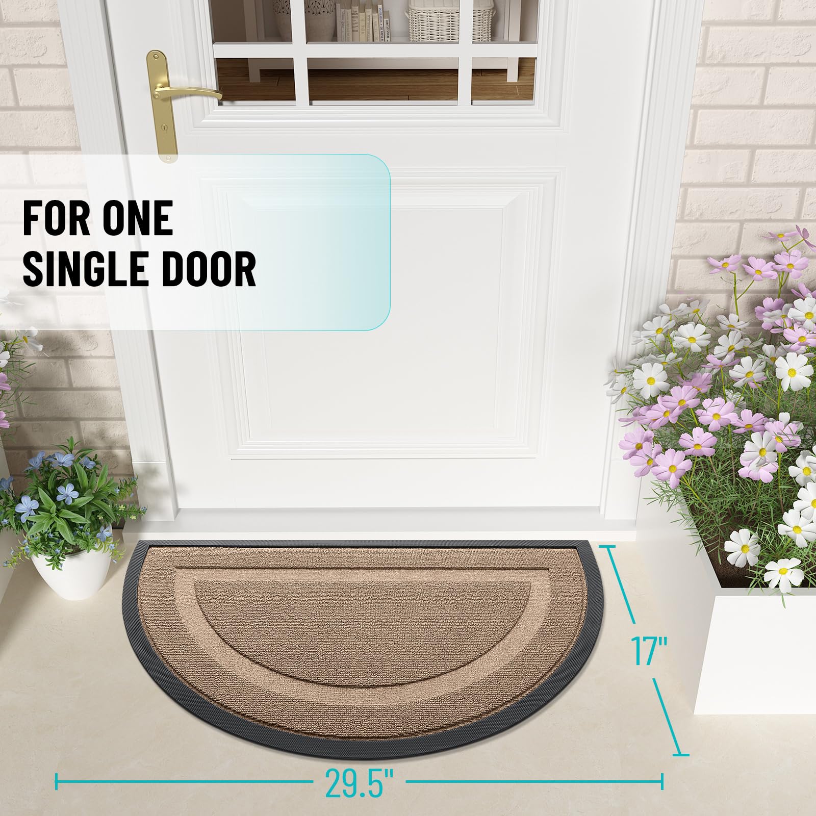 Half Circle Front Door Mat Outside 29.5x17 All