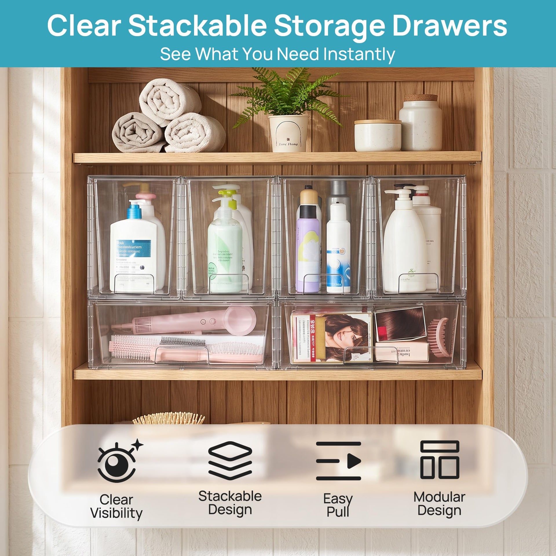 Clear Stackable Storage Drawers (6 Count)