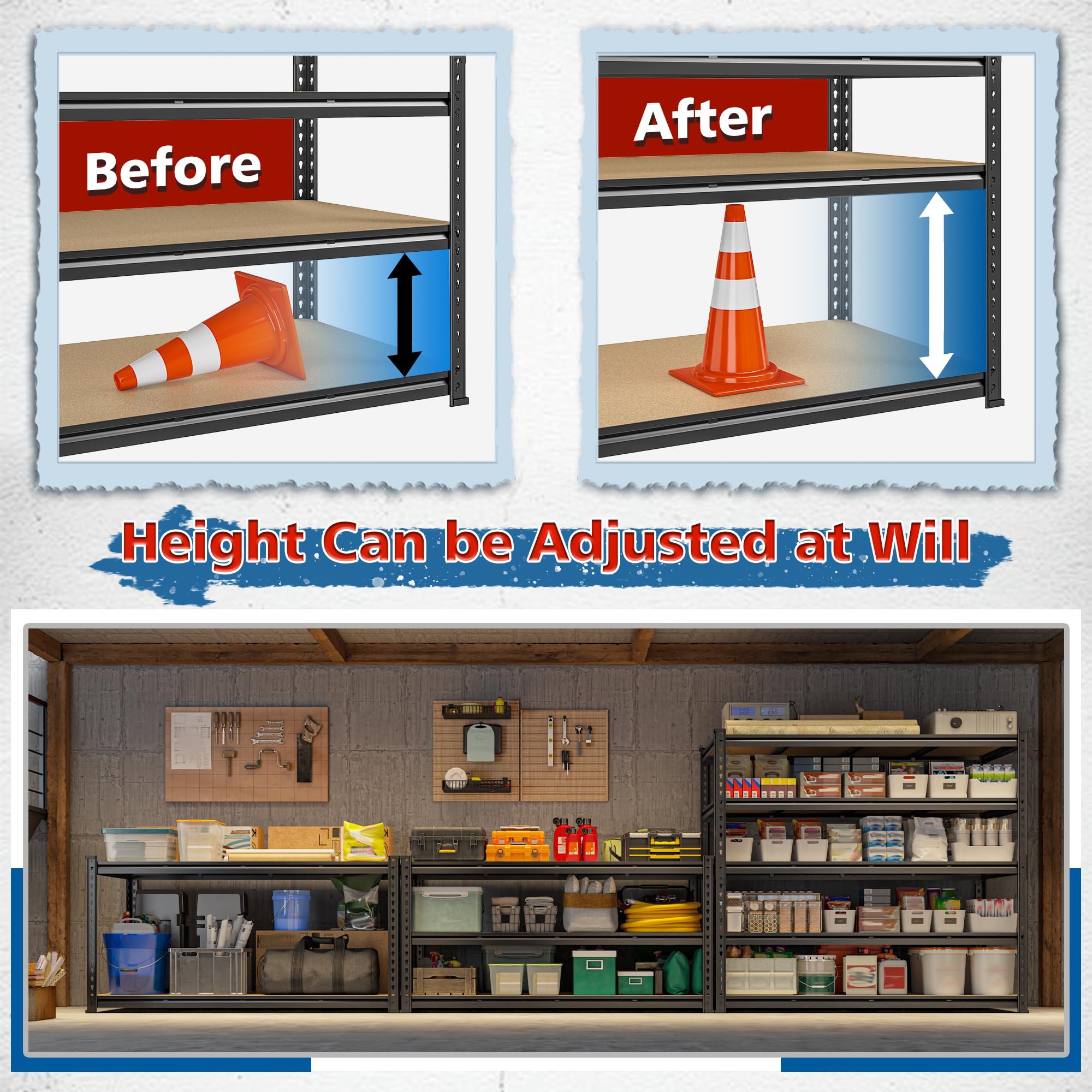 55" W Garage Shelving