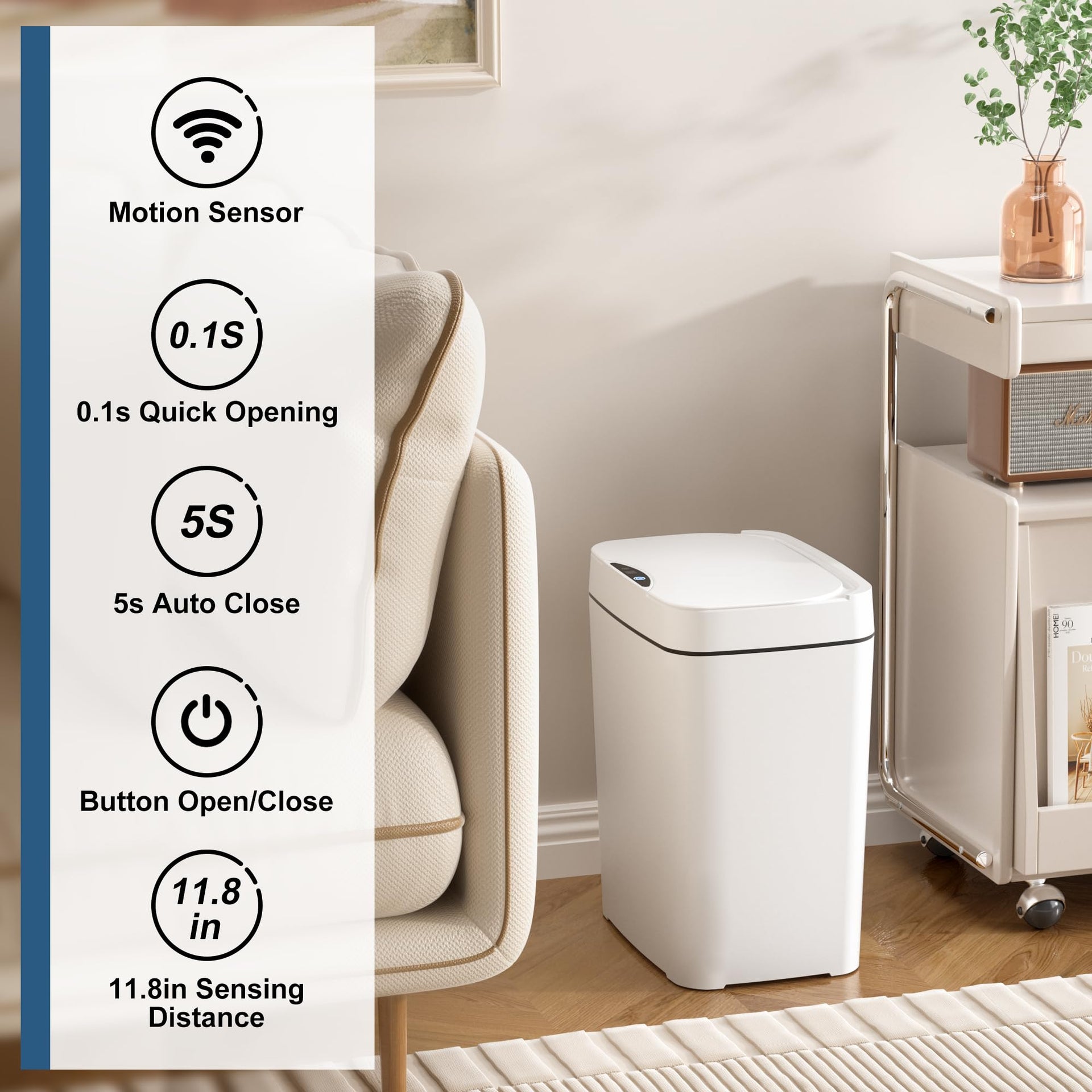2 Pack 2.7 Gal Bathroom Trash Can with Lid (2 Count)