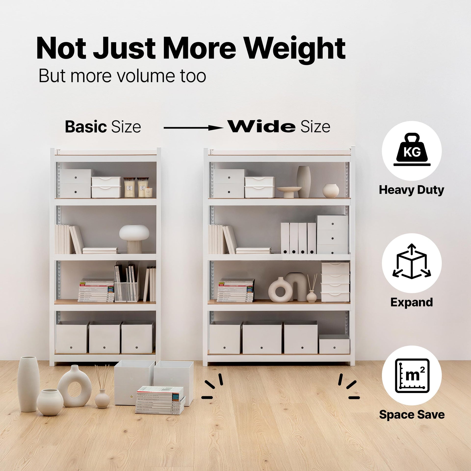 House 48.1" W Deep 5 Tier Heavy Duty Garage Shelving Adjustable Metal Rack Storage Shelves Standing Shelf Unit Organizers Industrial Warehouse Basement White 2Pack (2 Count)