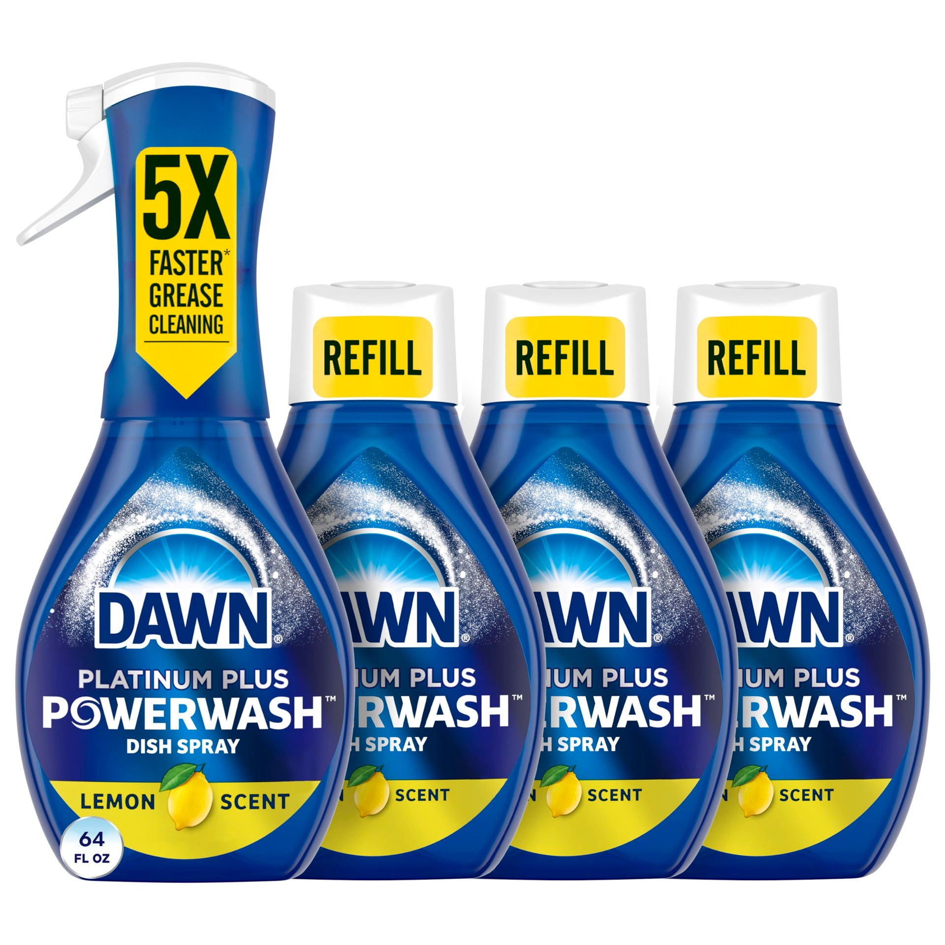 Powerwash Dish Soap Spray + 3 Dishwashing Liquid Refills Lemon
