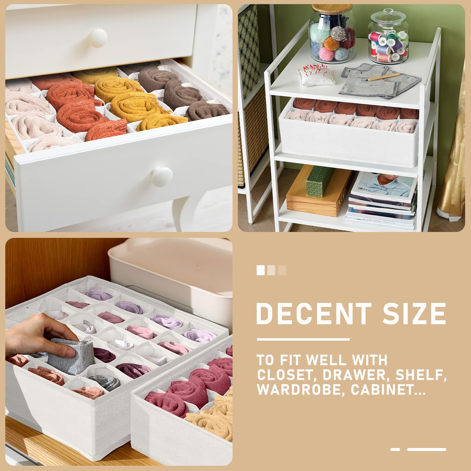 3 Pack Sock Underwear Drawer Organizer Dividers (3 Count)