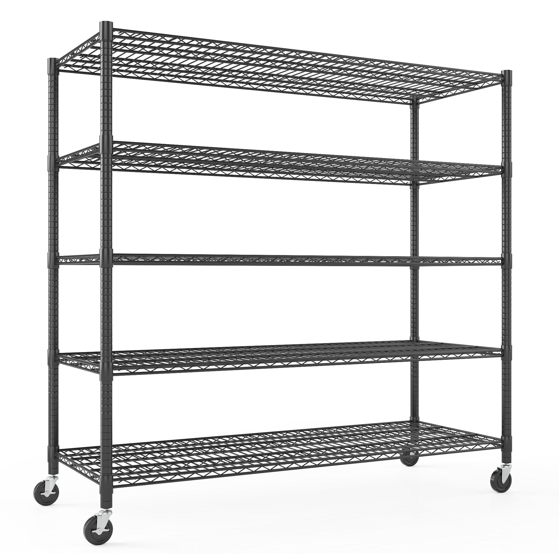 Storage Shelves 60"W Wire Shelving with Wheels 3250LBS Heavy Duty Metal Shelves for Storage