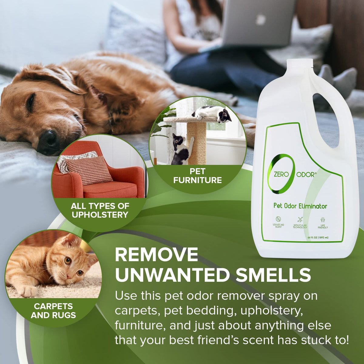 Pet Odor Eliminator Refill for Dog & Cat Urine (64 Fl Oz)