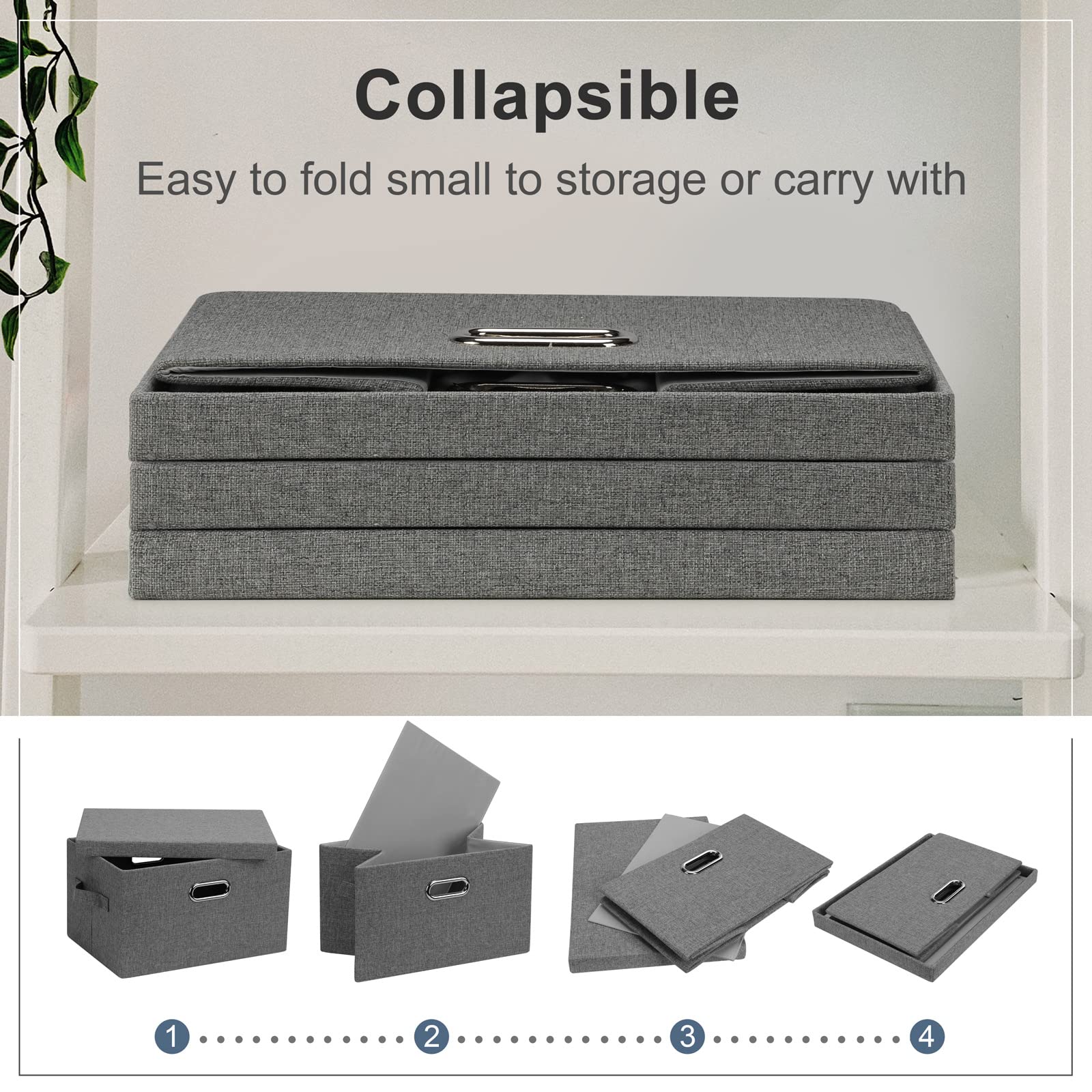 Medium 15" 21 Quart Collapsible Stackable Storage Bins with Lids (3 Count)
