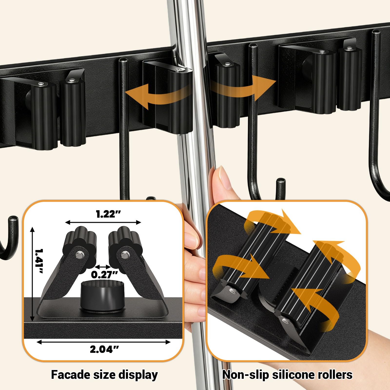 Broom and Mop Organizer Wall Mount (2 Count)