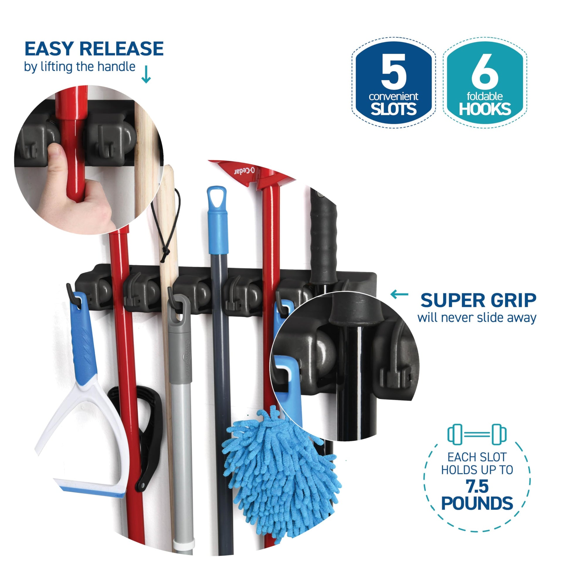 Mop and Broom Holder Wall Mount