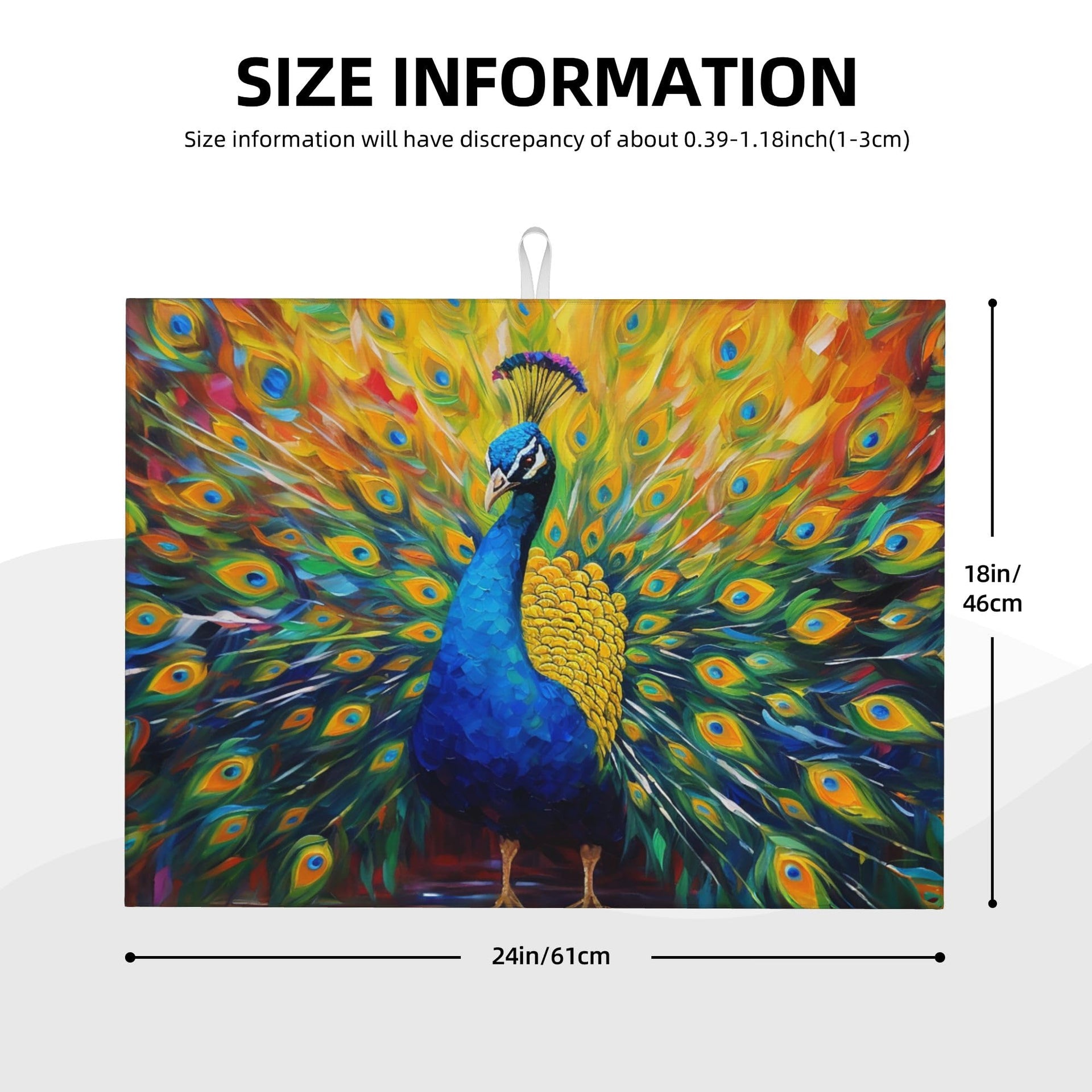 Beautiful Peacock Dish Drying Mat for Kitchen Counter 18"x24"