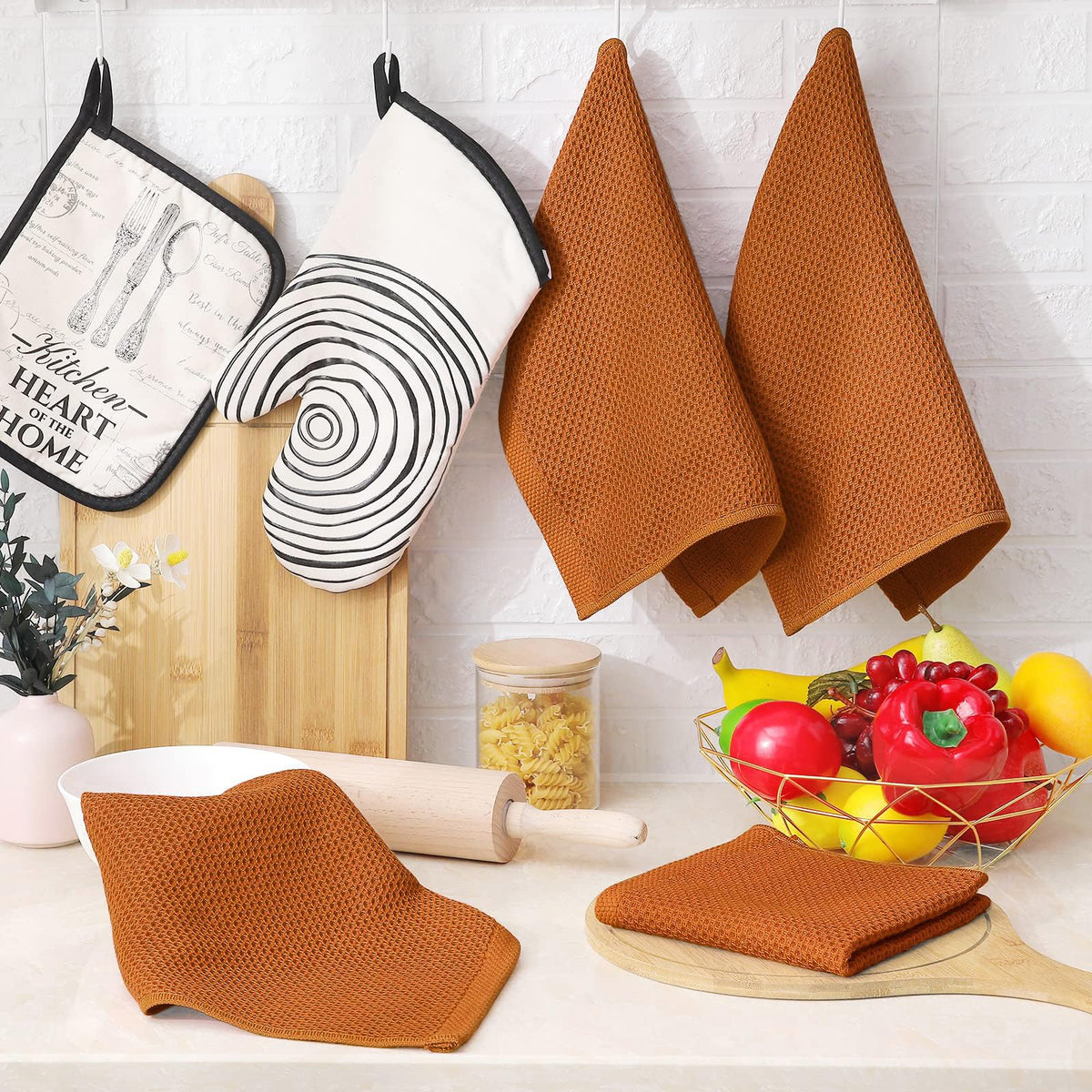 100% Cotton Waffle Weave Kitchen Dish Cloths 6 (6 Count)