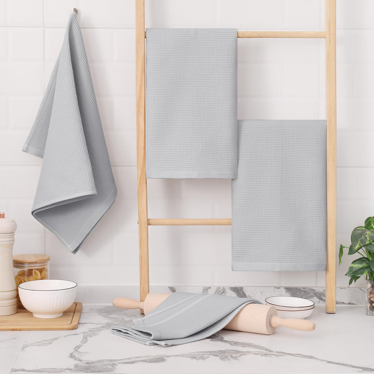 100% Cotton Waffle Weave Kitchen Towels (6 Count)