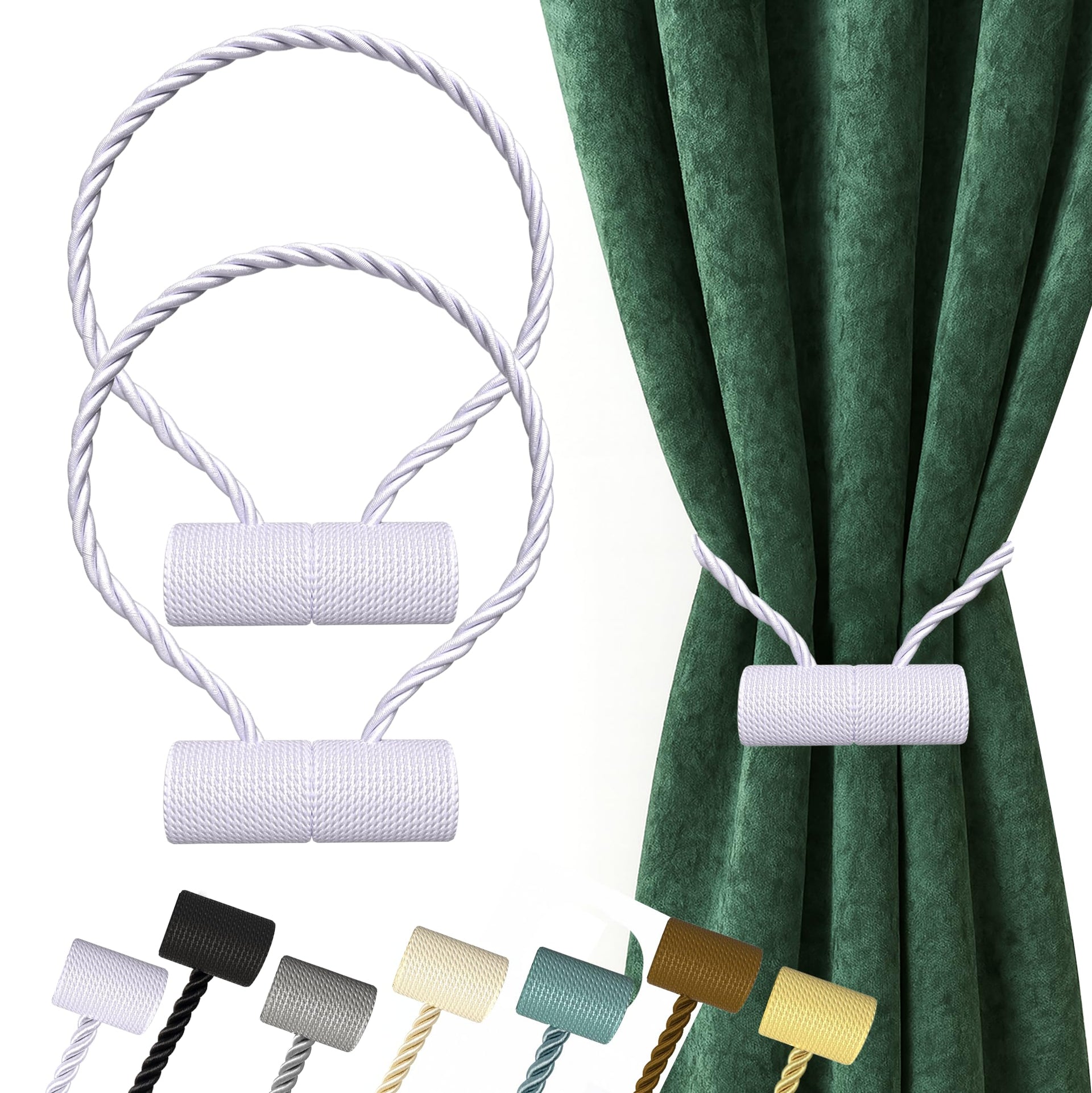 Magnetic Curtain Tiebacks White 2pcs (2 Count)
