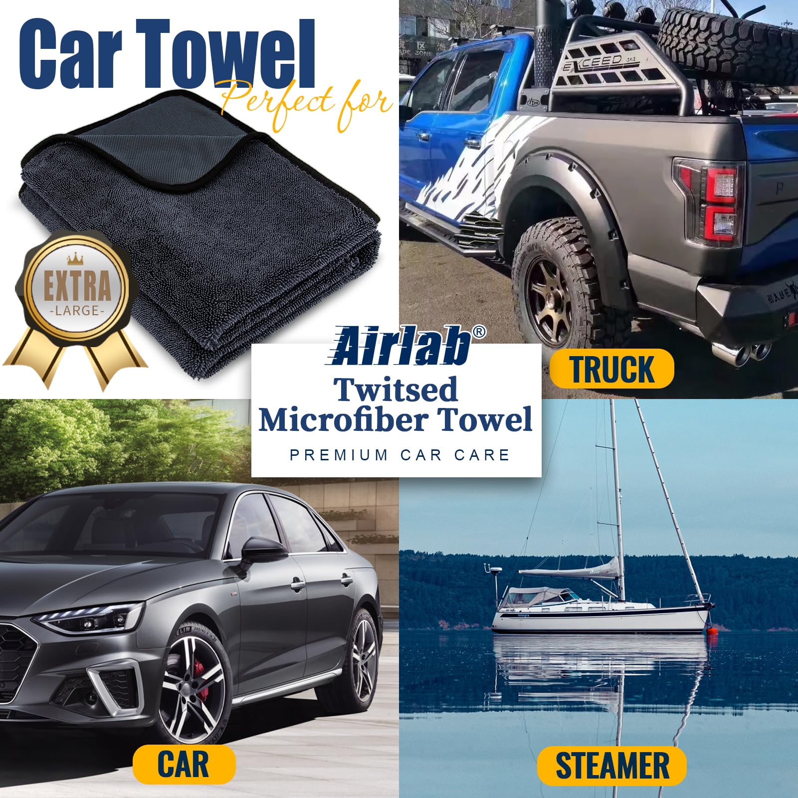 Microfiber Towels Cars Wash Drying Cleaning Cloth (2 Count)