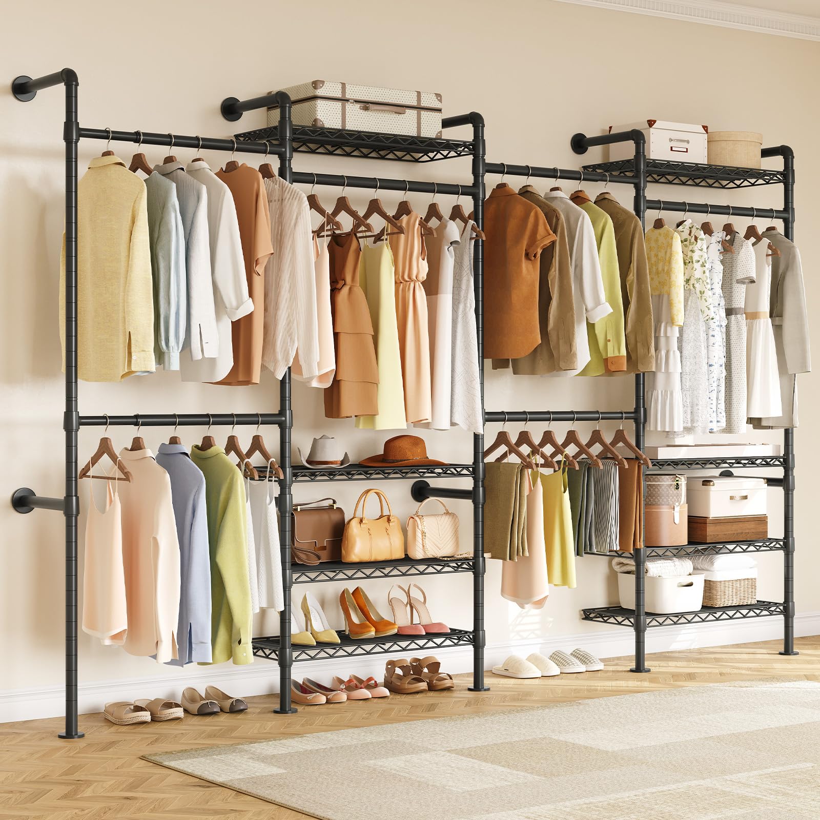 L4 Wall Mounted Heavy Duty Corner Industrial Pipe Clothing Rack
