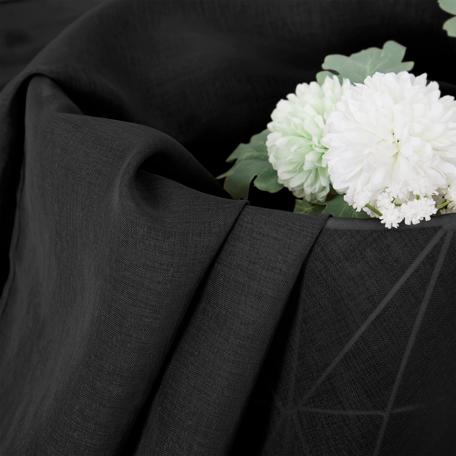 Sheer Curtain Linen Textured Bedroom Curtains Sheer Light Filtering Rod Pocket Voile Curtain for Living Room (2 Count)