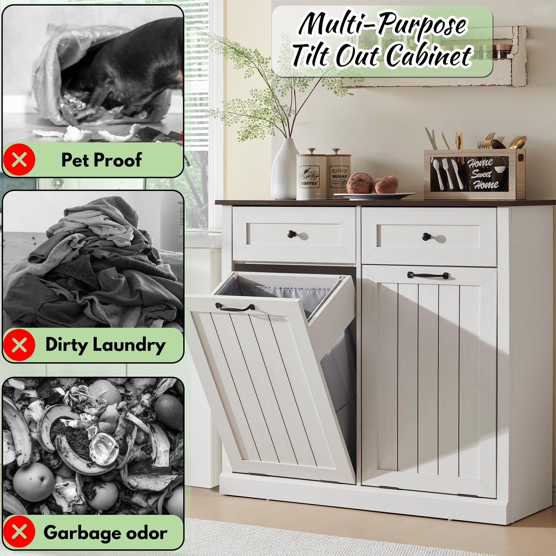 Double Tilt Out Laundry Hamper Cabinet