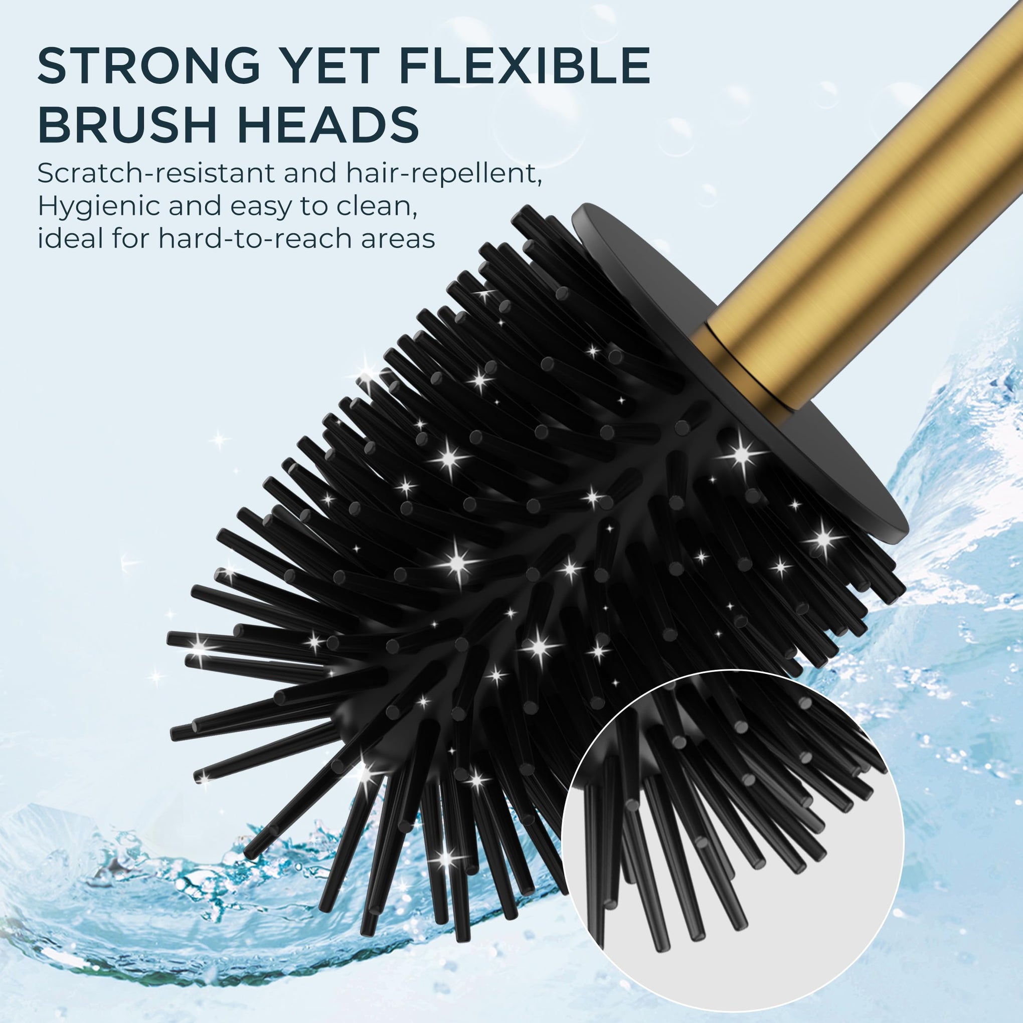 Stainless Steel Toilet Bowl Brush Scrubber and Holder Set Medium