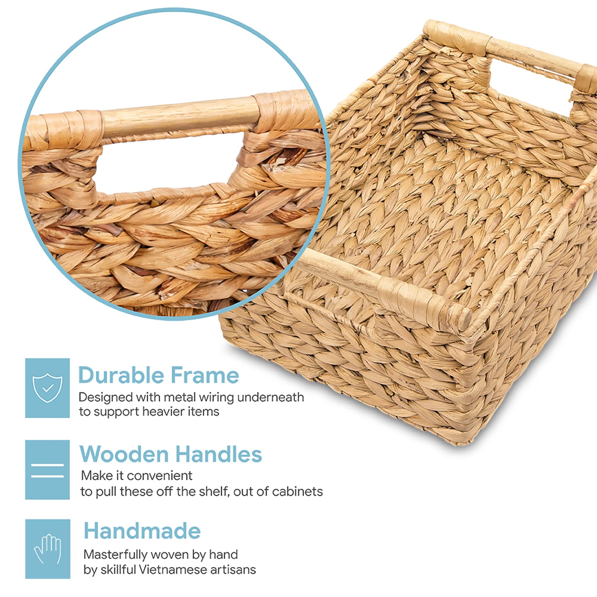 Hyacinth Medium Wicker Basket 13.6x9.5x5.6"