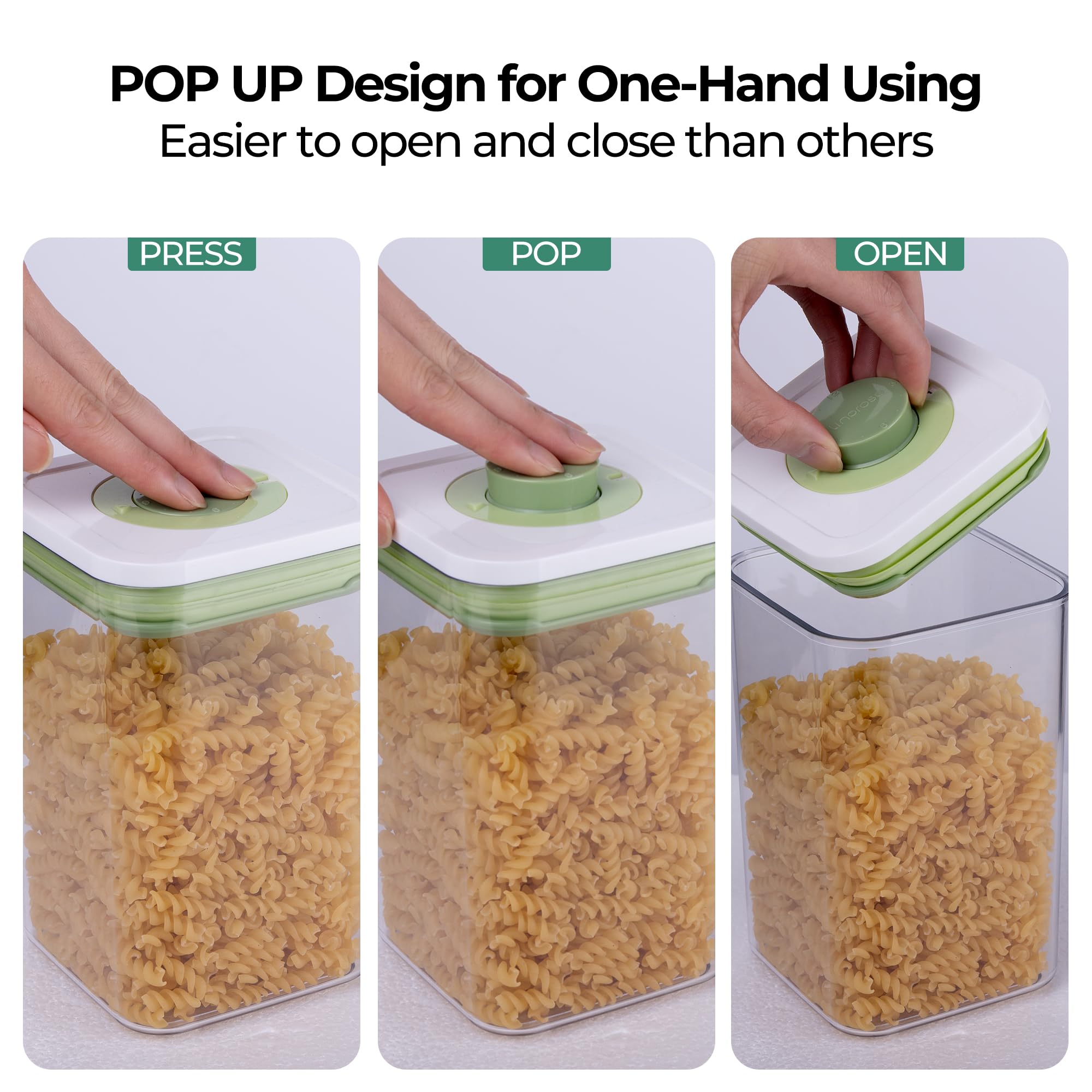 Set of 4 Pop Airtight Food Storage Containers with Date Recording Lids (5 Count)