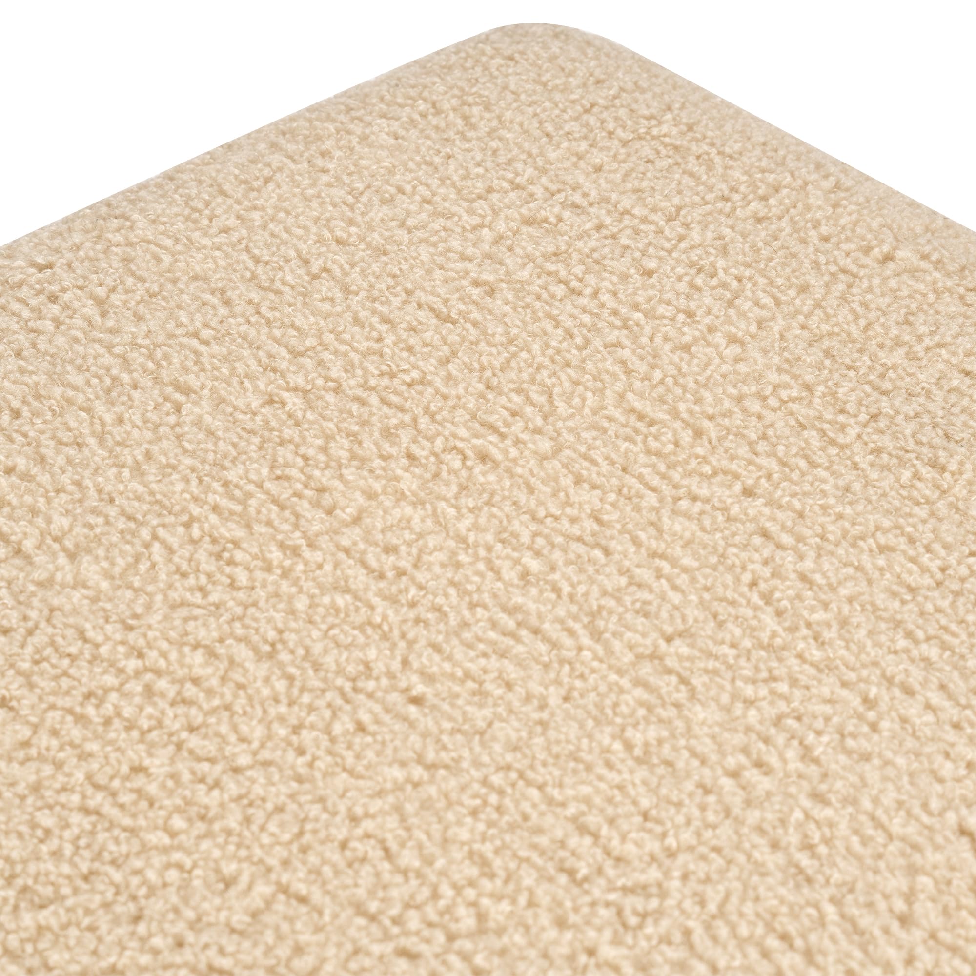 17.3" Modern Oatmeal Teddy Velvet Storage Ottoman
