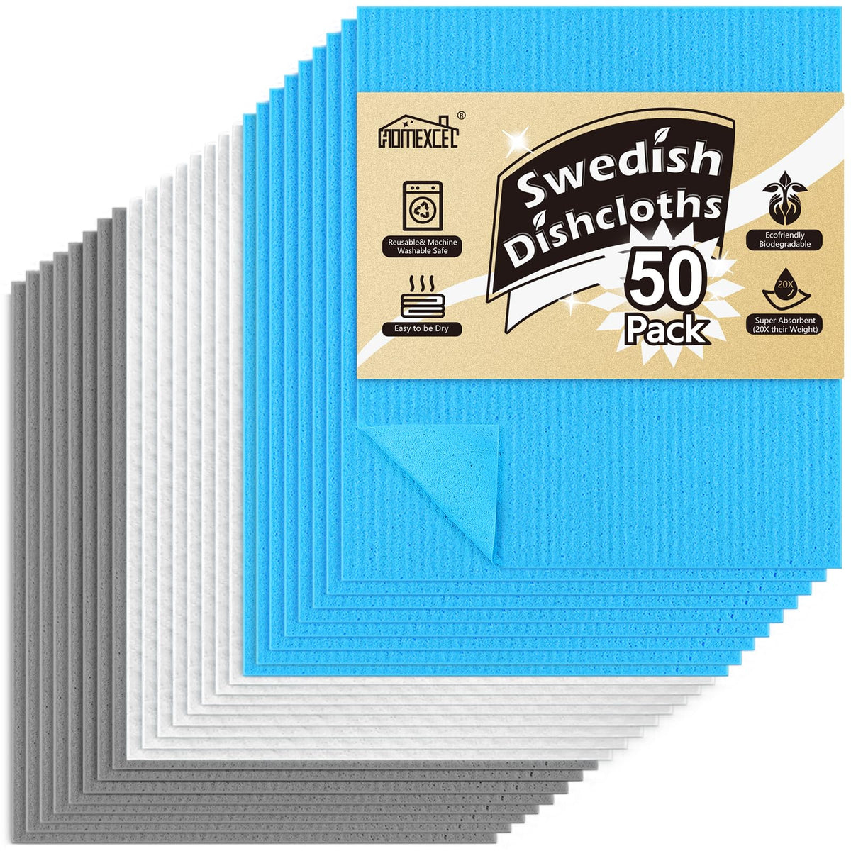 50PK Swedish Dishcloths for Kitchen (50 Count)