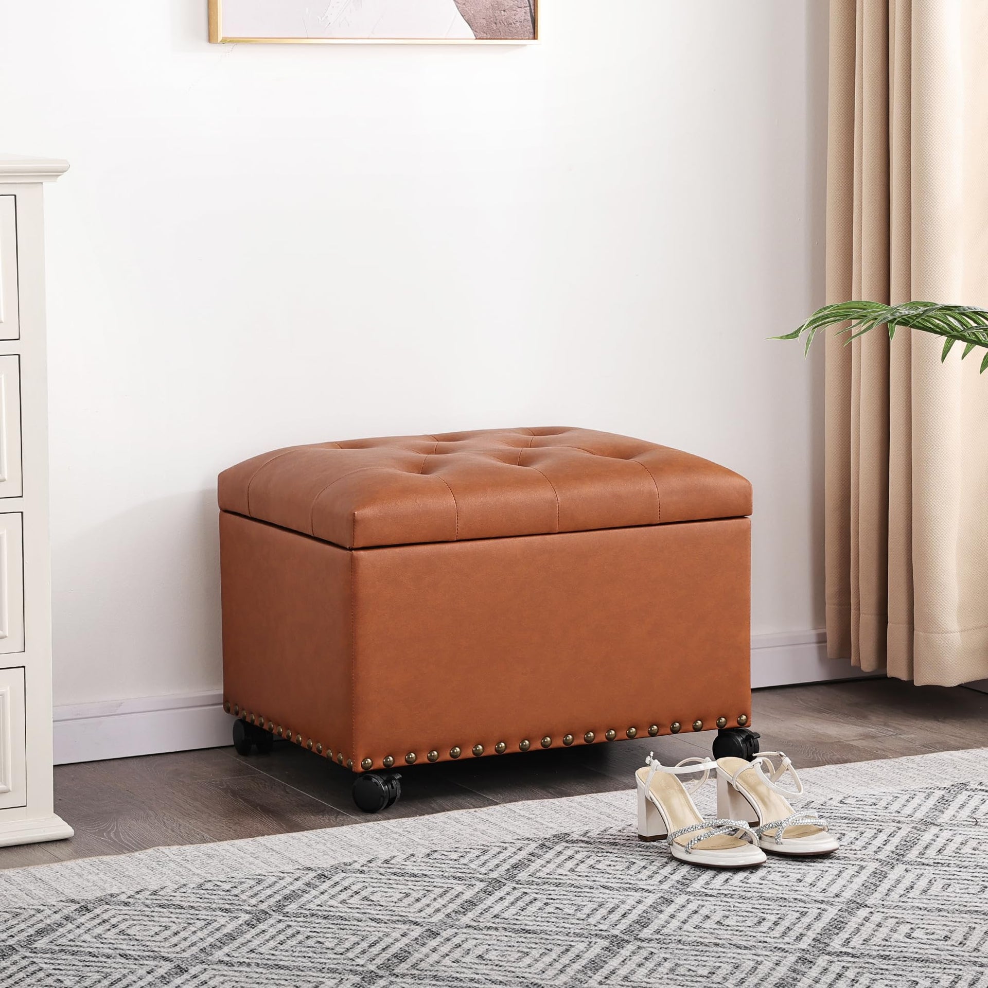 Leather Storage Ottoman