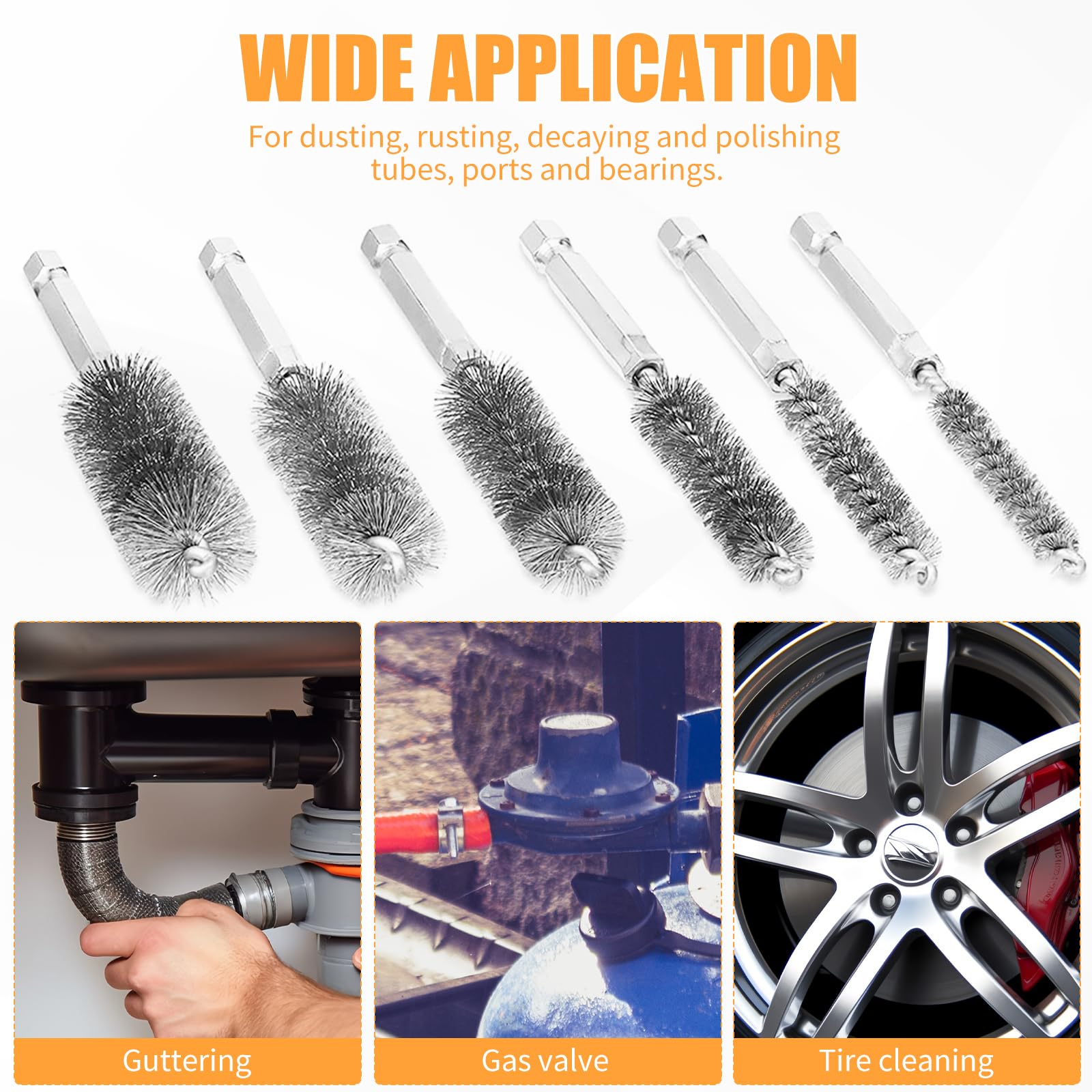 6Pieces Wire Brush Drill Bore Cleaning Brushes Set ﻿ (6 Count)