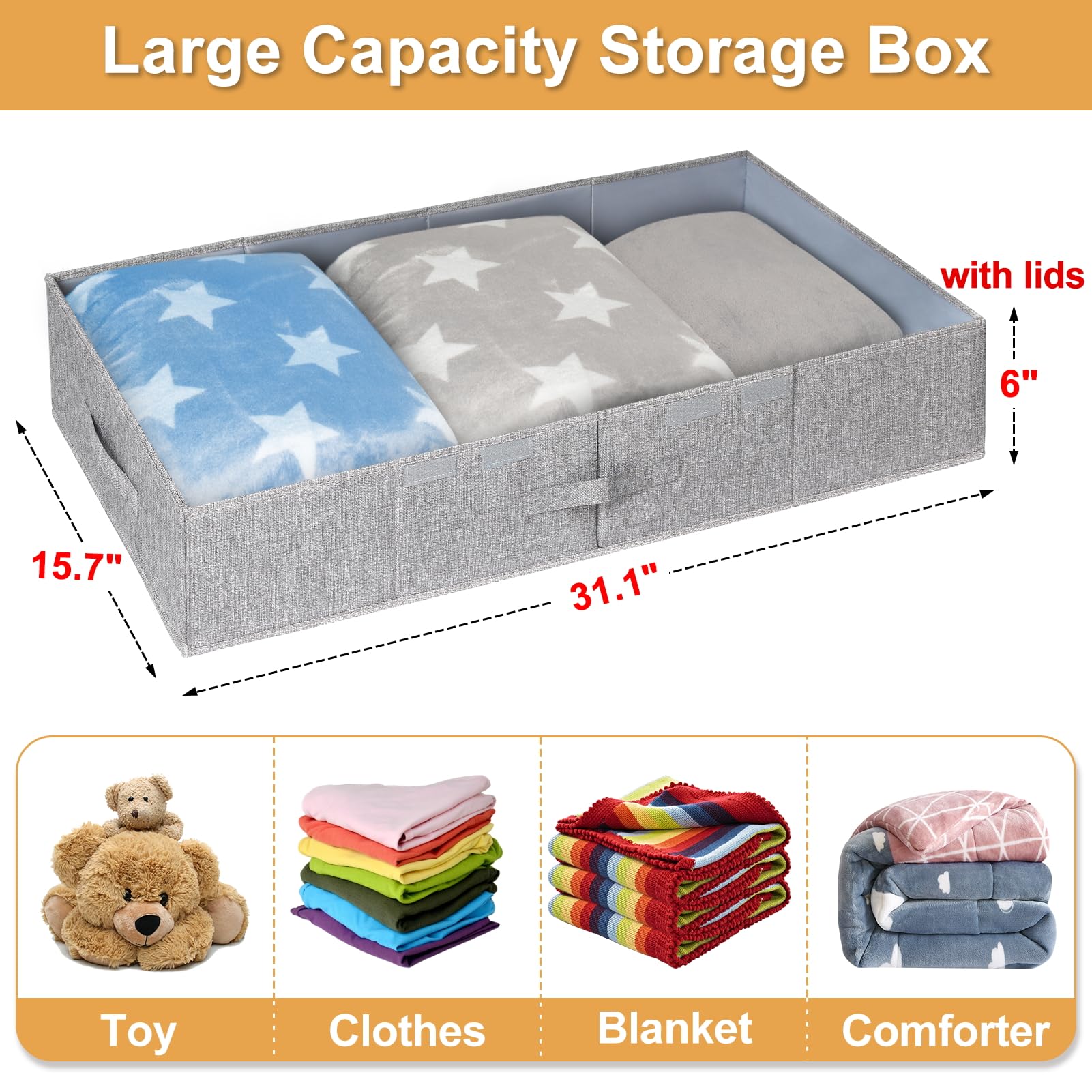 6 in Tall Under Bed Storage Containers with Firm Sides (3 Count)