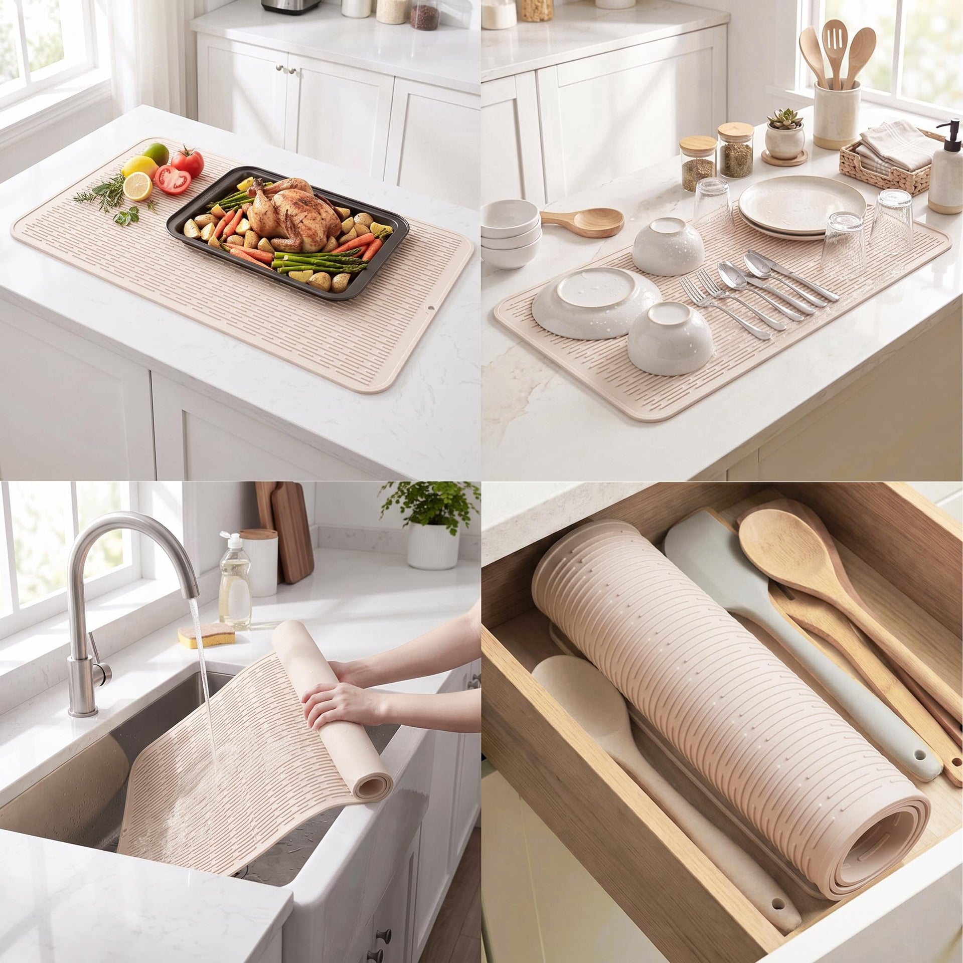Silicone Dish Drying Mat for Multiple Usage