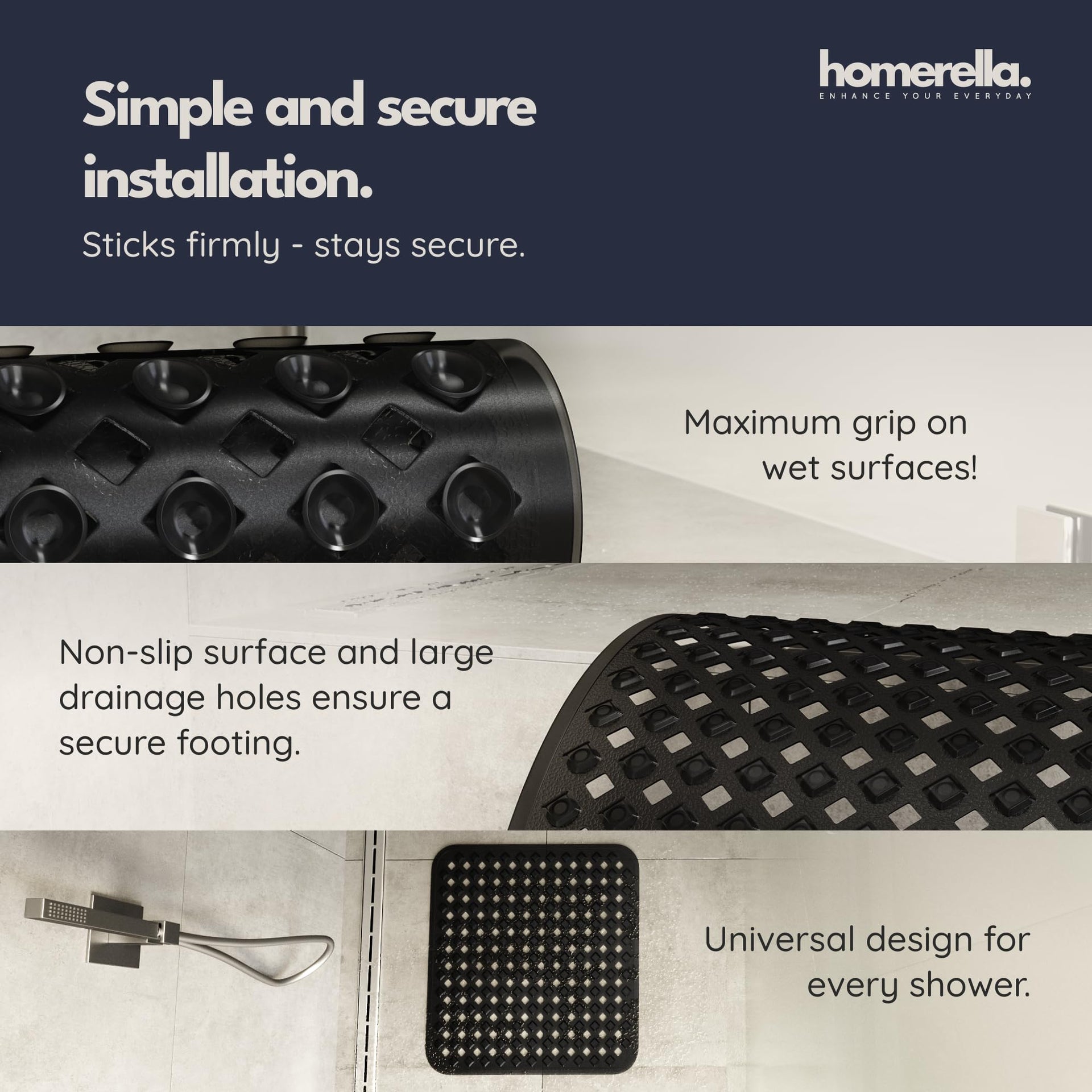 Square Shower Mat Non Slip Anti Mold 21x21 Anti Slip Shower Mat