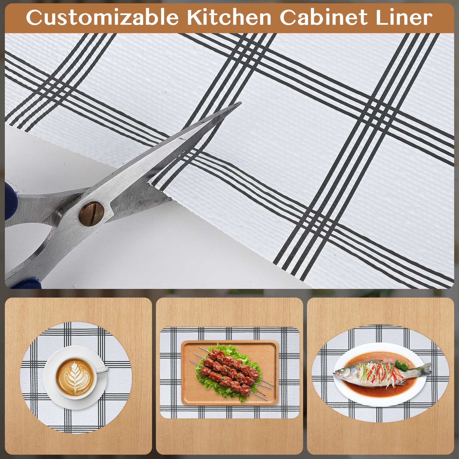 Non Adhesive Shelf and Drawer Liner for Kitchen Cabinets
