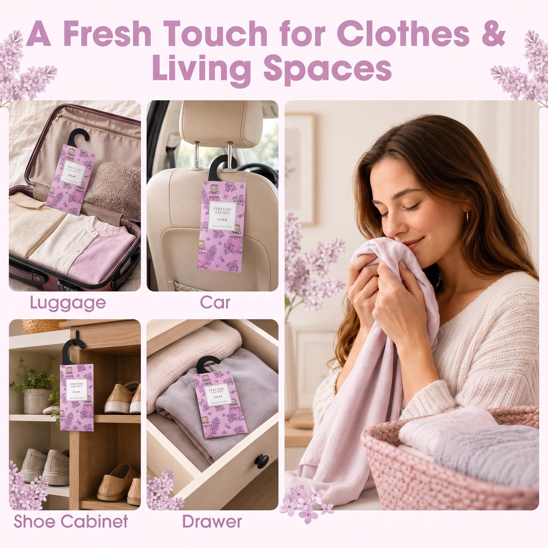 Large 12 Packs Lilac Hanging Scented Sachets Long (12 Count)