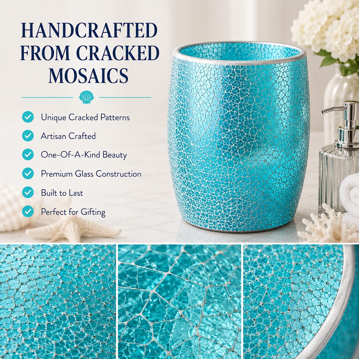 Turquoise Bathroom Trash Can