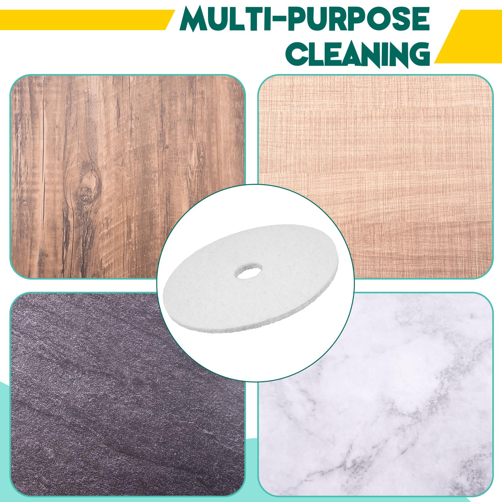 2 Pcs 12" White Scrubbing Pads Commercial Cleaning Orbiter Pads (2 Count)