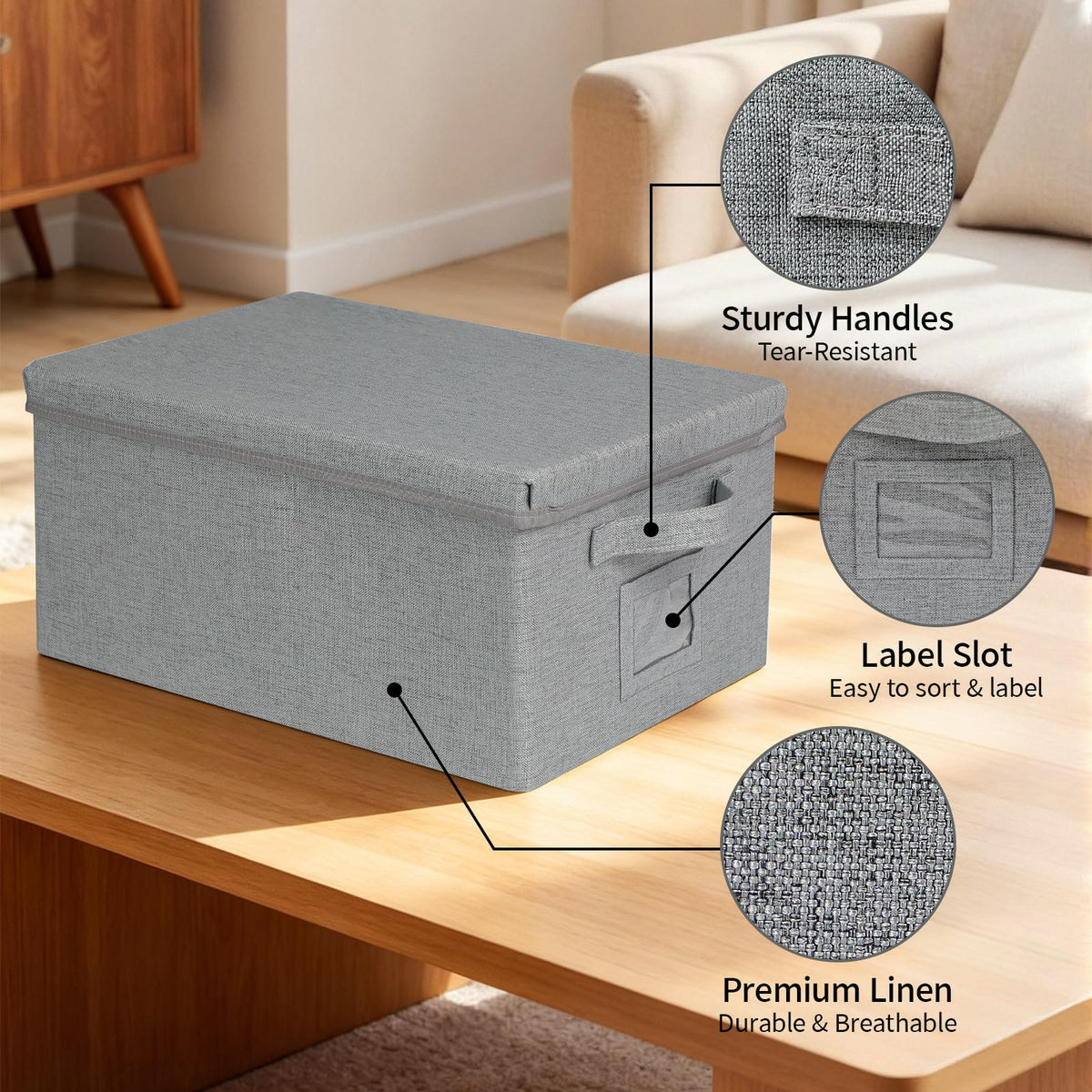 Storage Bins With Lids Closet Organizer Cabinet Box For Clothes (2 Count)