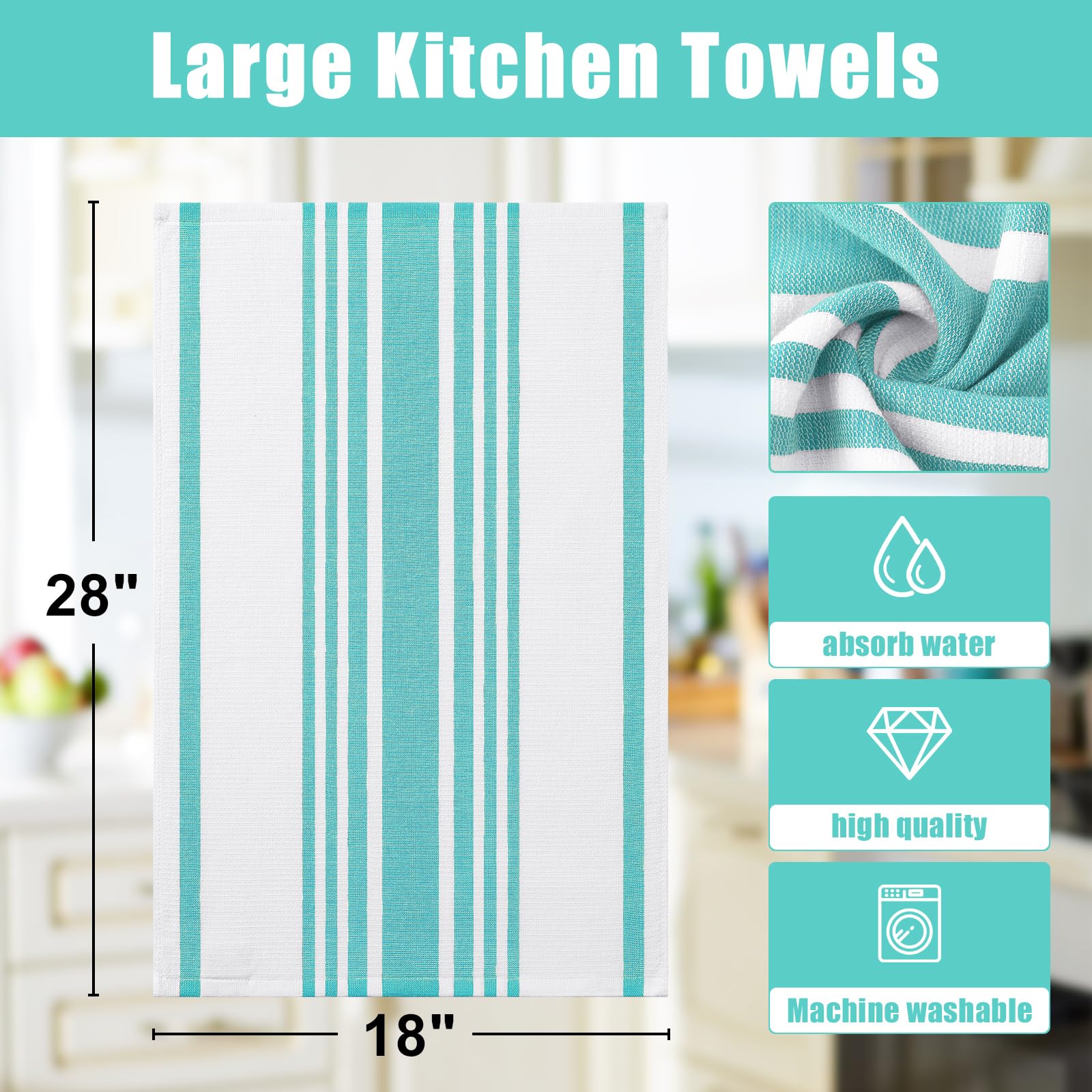 Premium Cotton Stripe Kitchen Towels 6 Pack (6 Count)