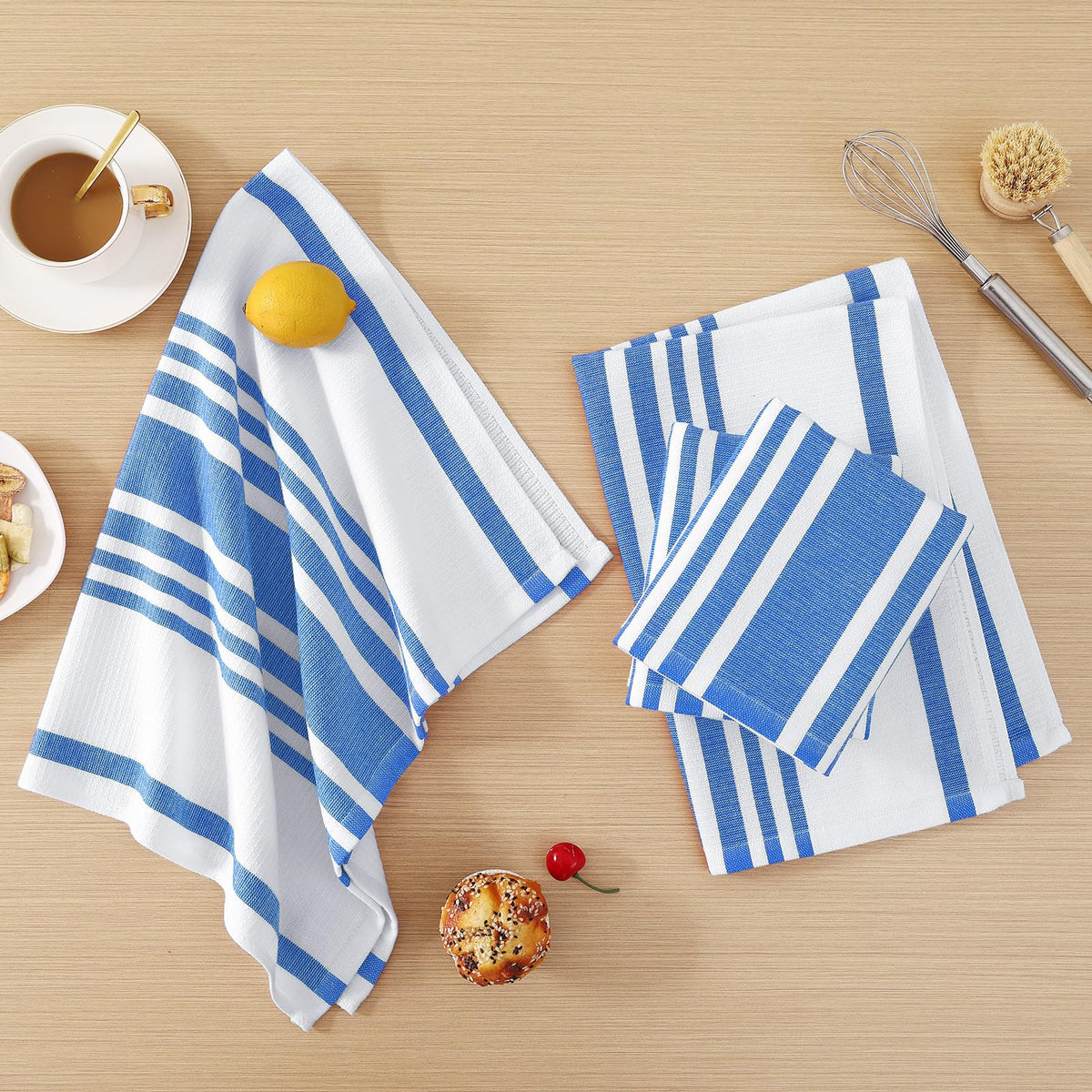 Premium Cotton Stripe Kitchen Towels 8 Pack (8 Count)