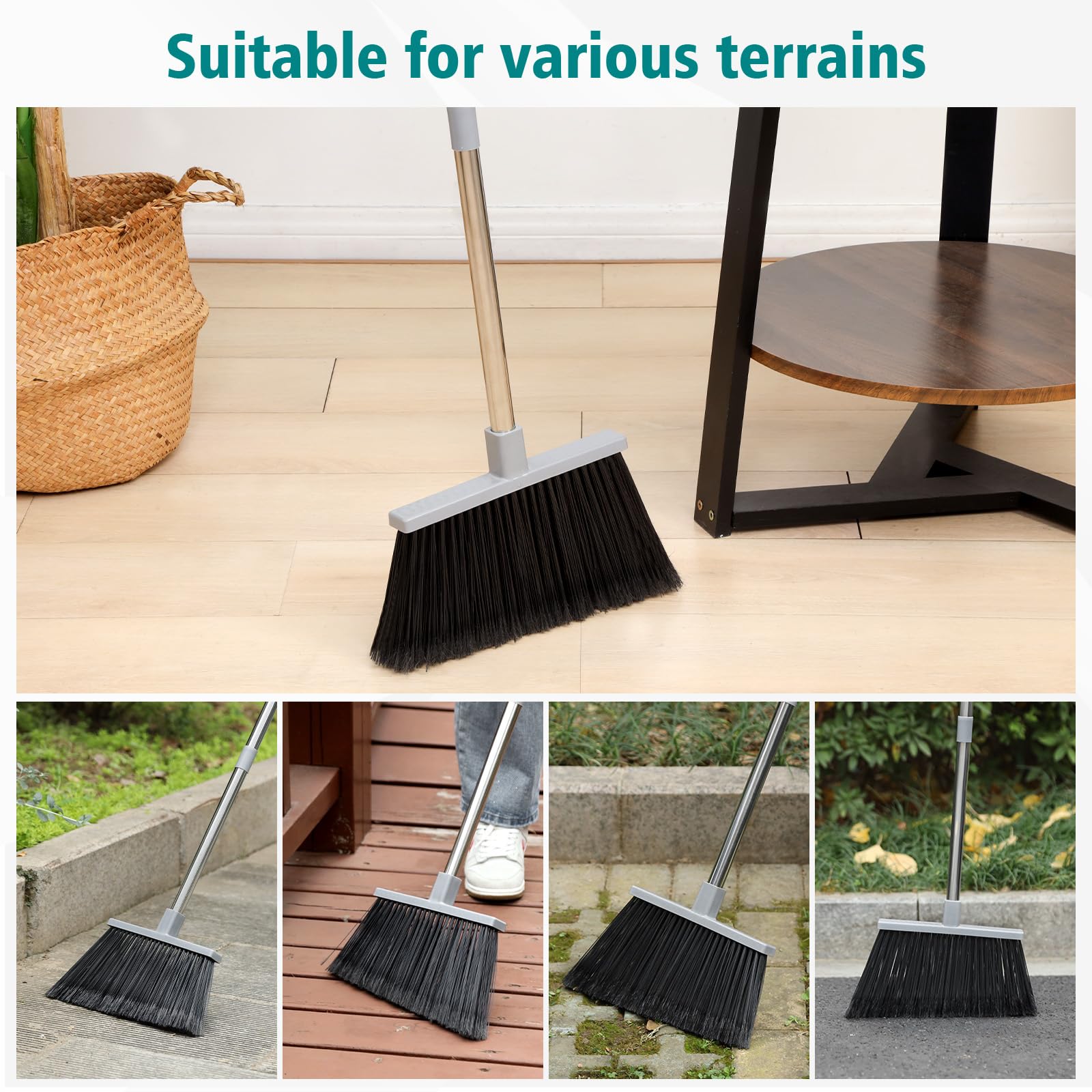 Broom 4 Pack Outdoor Broom for Floor Cleaning (4 Count)