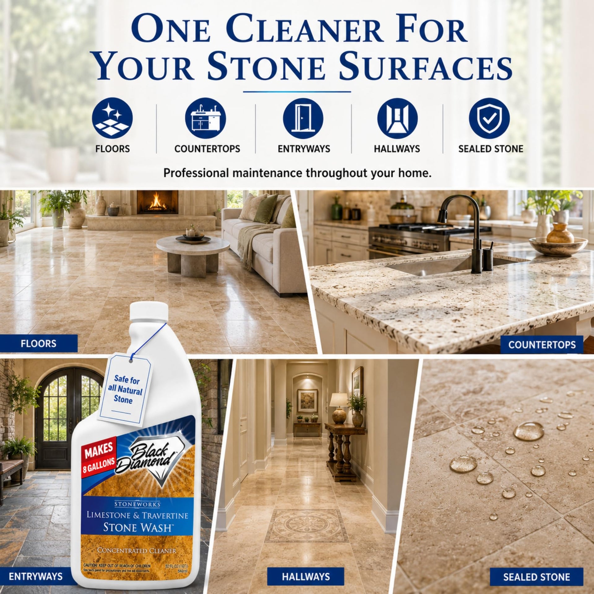 Natural Stone Cleaner for Limestone (32 Fl Oz)