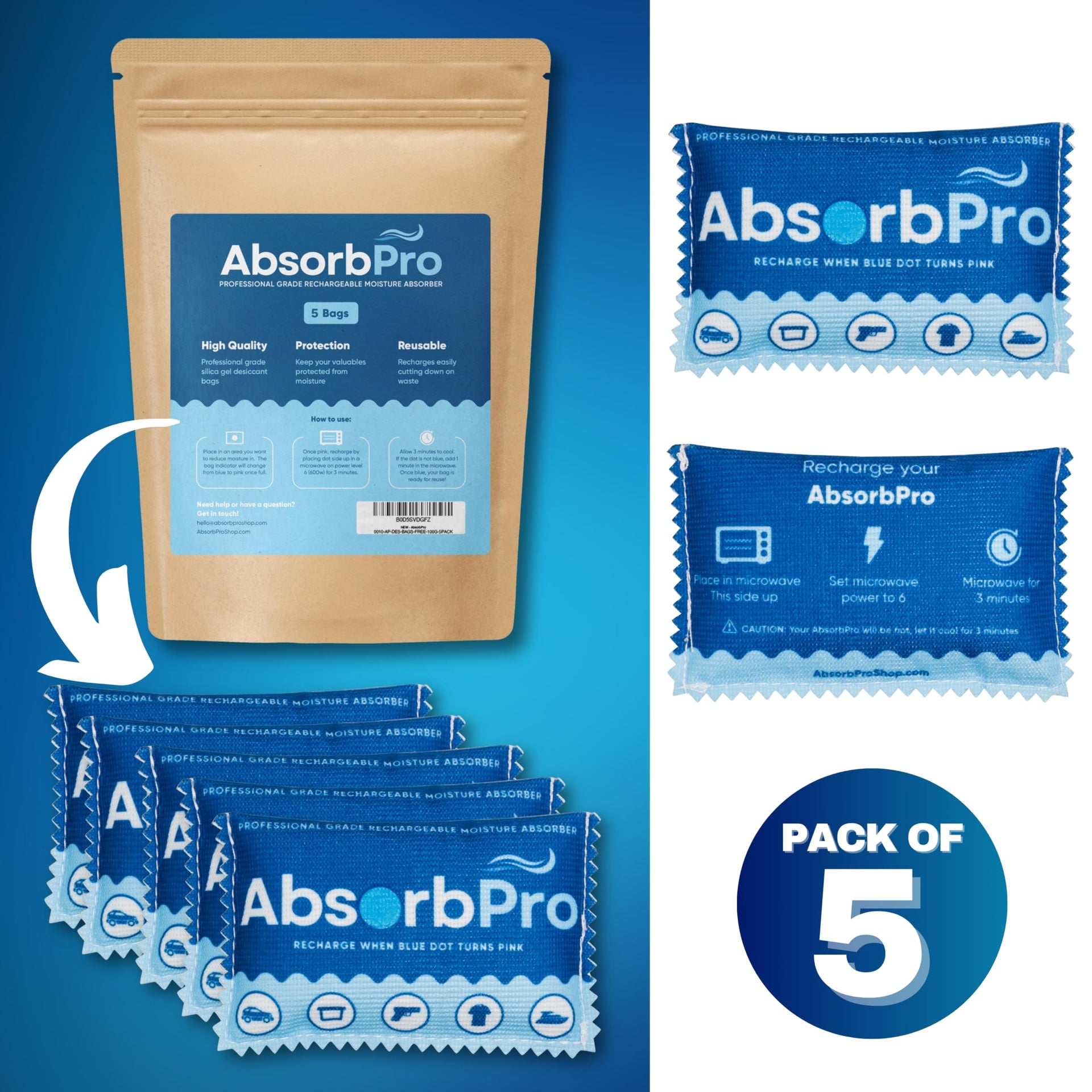Rechargeable Dehumidifier Bags 5 (5 Count)