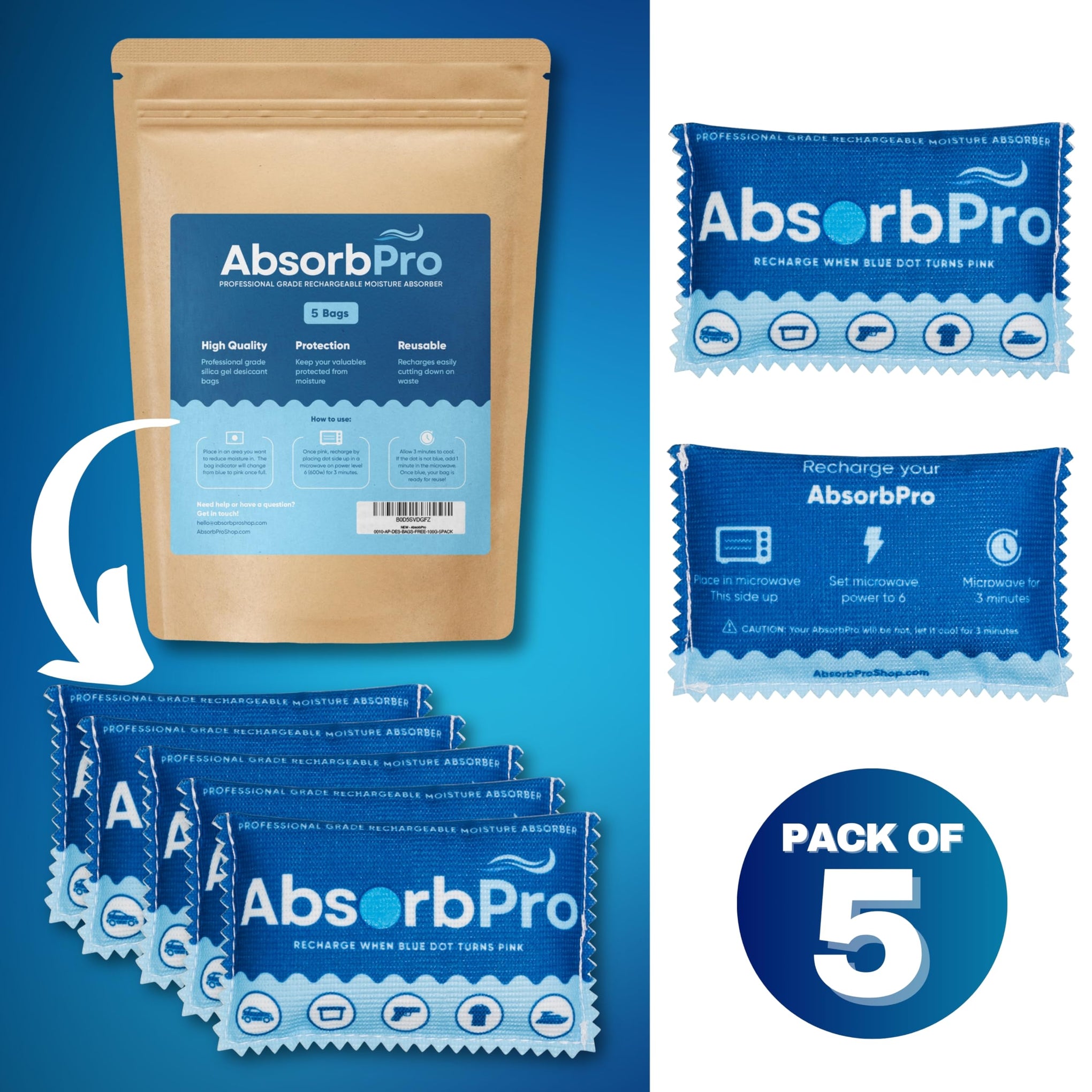 Rechargeable Dehumidifier Bags 5 (5 Count)