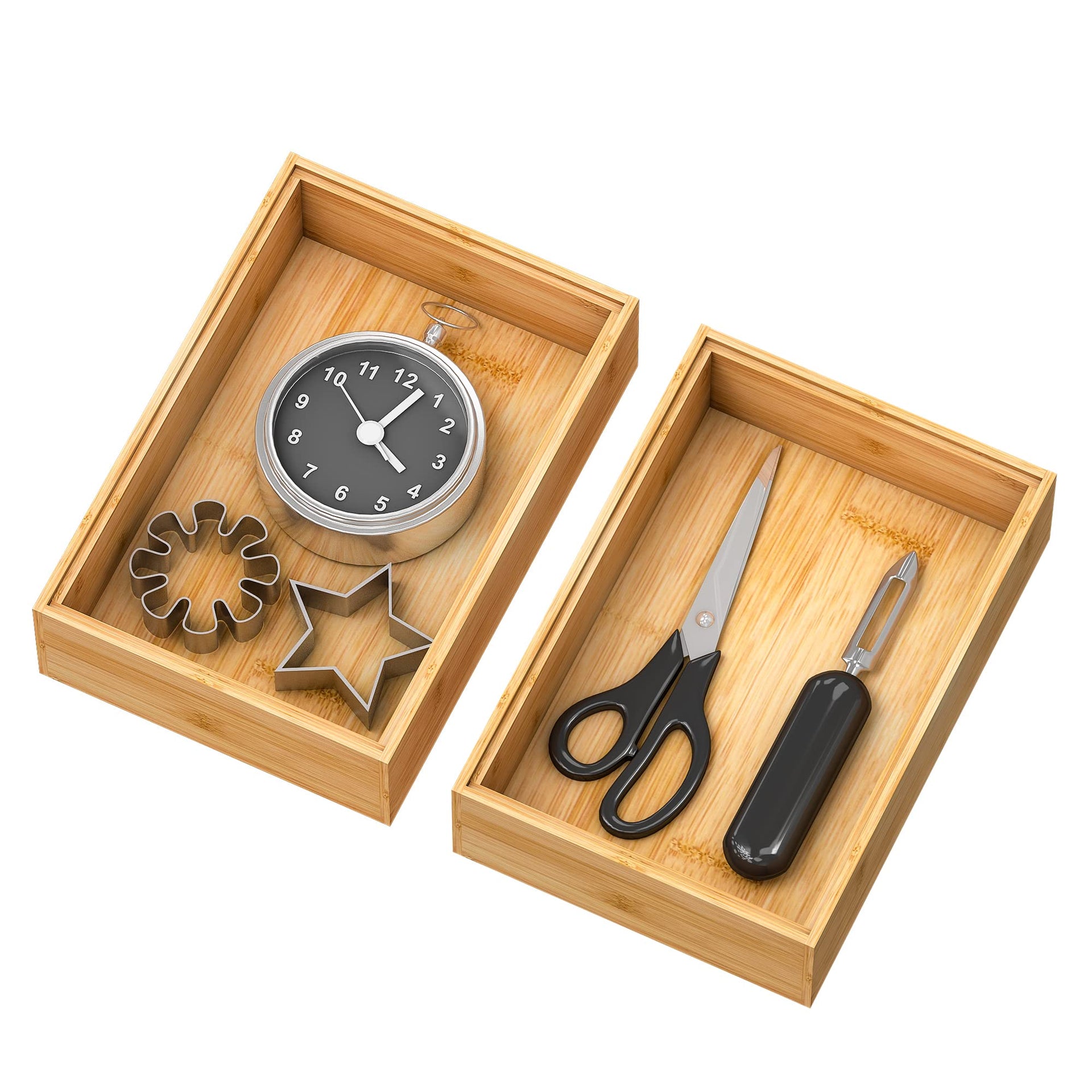 Bamboo Kitchen Drawer Organizer 9"x 6" (2 Count)