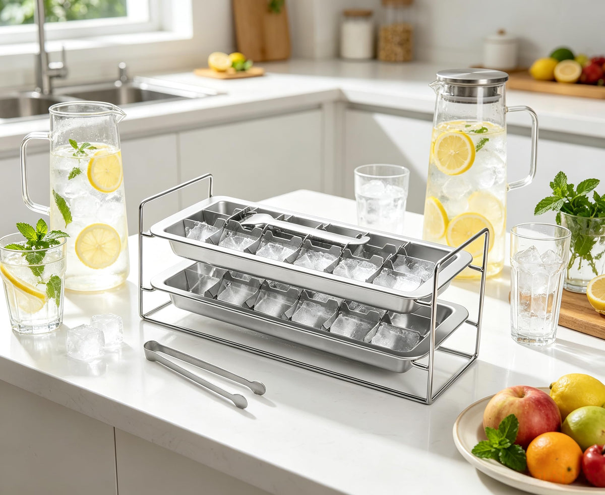 Double layer Stainless Steel Ice Cube Tray