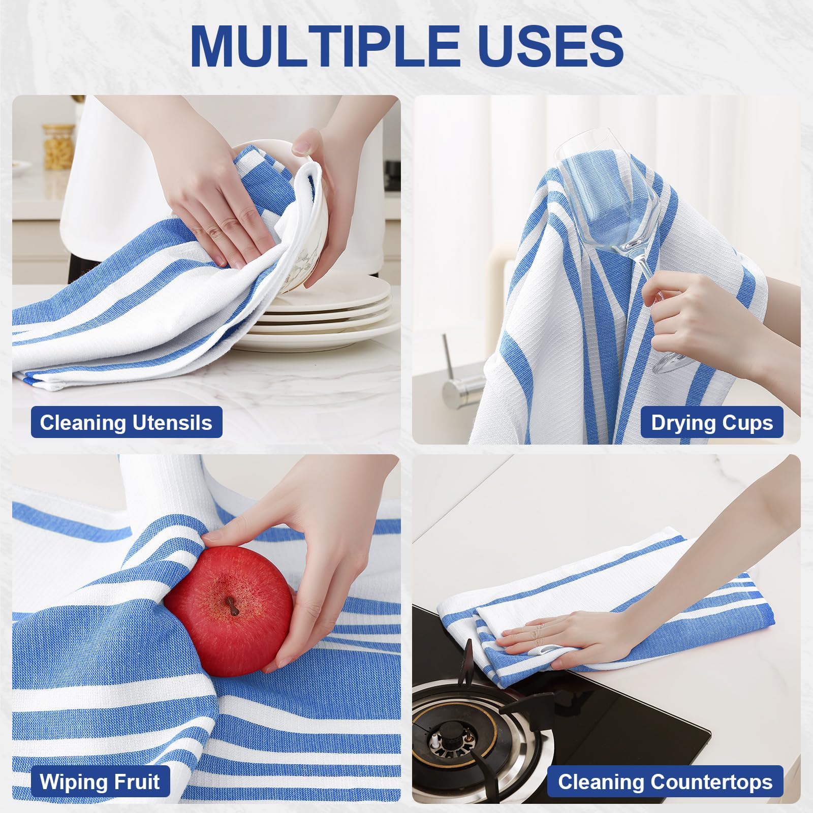Premium Cotton Stripe Kitchen Towels 6 Pack (6 Count)