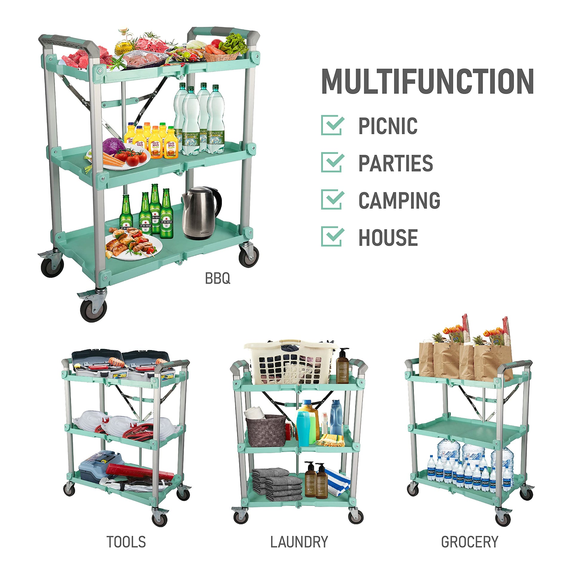 89 353 Pack N Roll Collapsible Service Cart